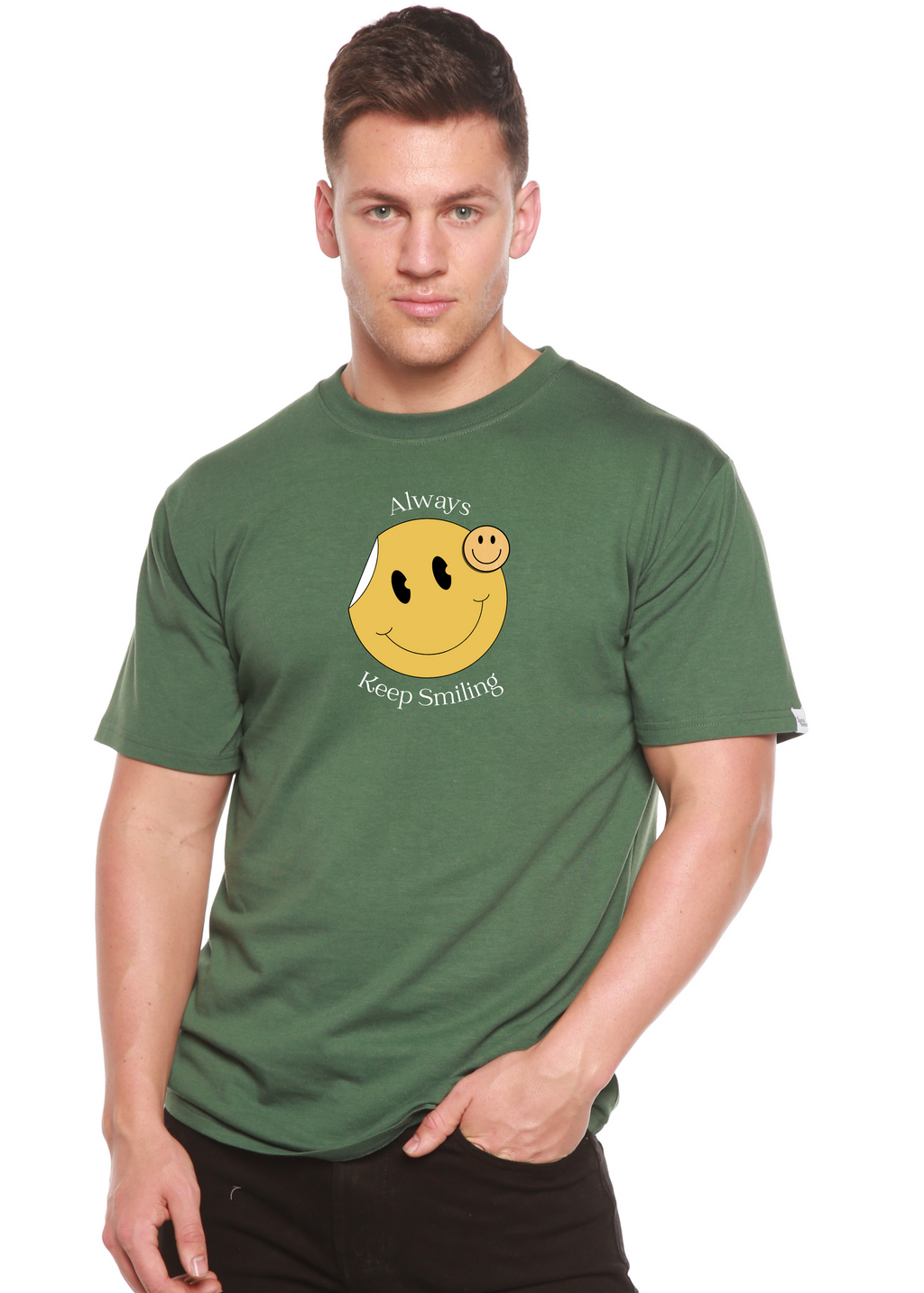 Always Keep Smiling Men's Bamboo Viscose/Organic Cotton Short Sleeve Graphic T-Shirt - The7Letter
