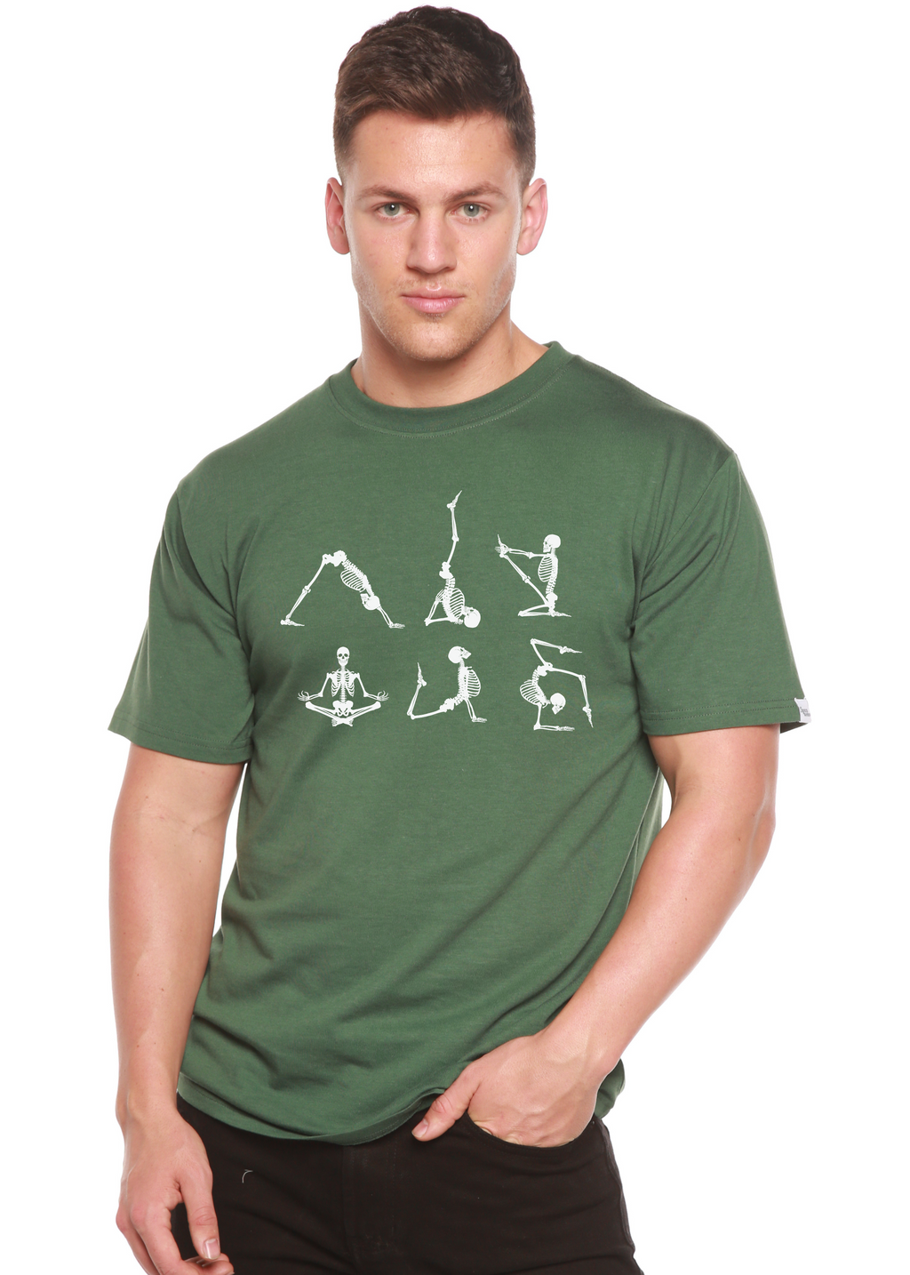 Halloween Skeleton Namaste Men's Bamboo Viscose/Organic Cotton Short Sleeve Graphic T-Shirt - The7Letter