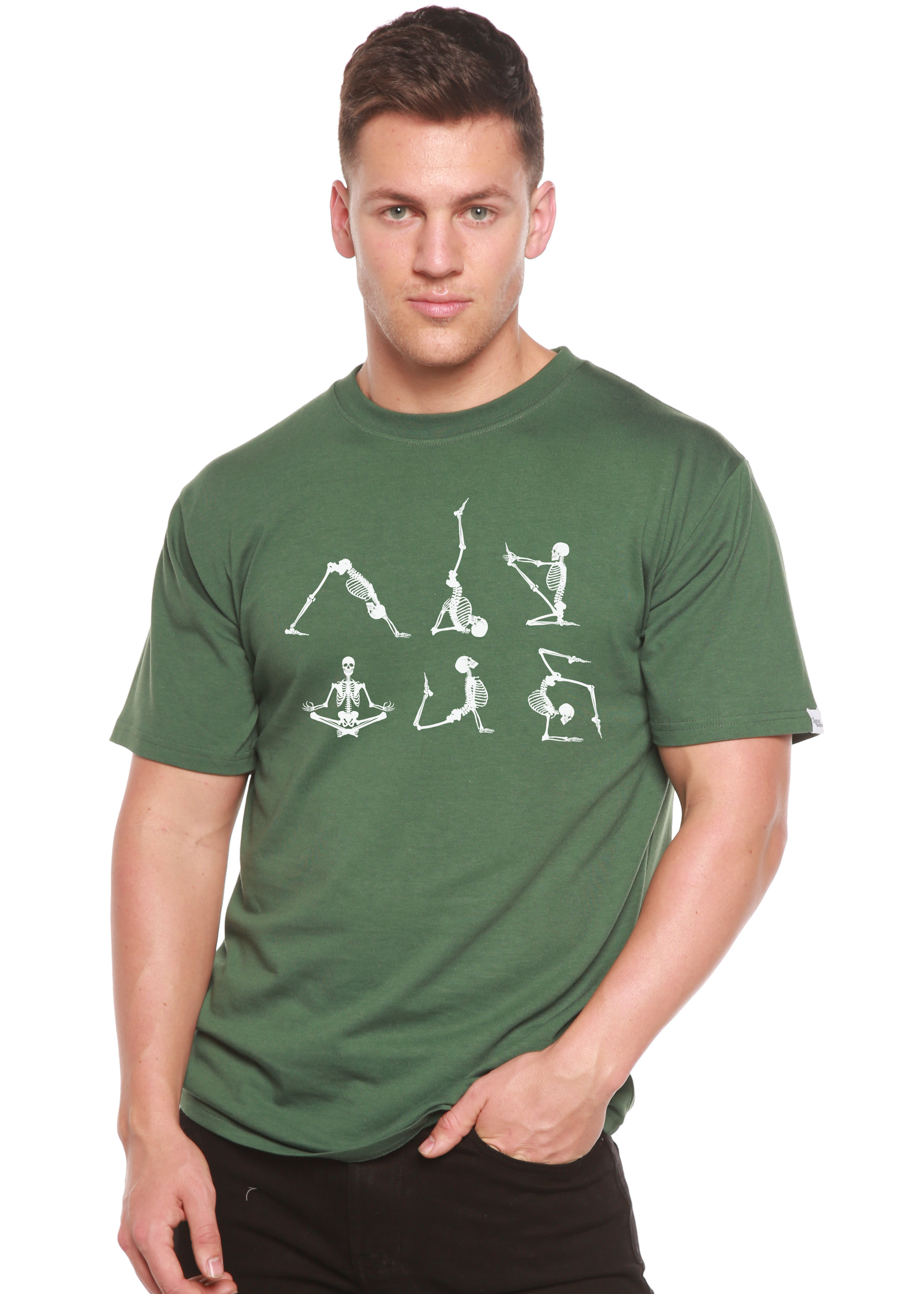 Halloween Skeleton Namaste Men's Bamboo Viscose/Organic Cotton Short Sleeve Graphic T-Shirt - The7Letter