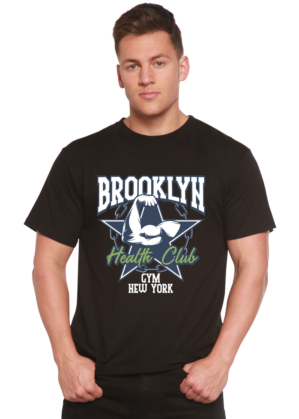 Brooklyn Health Club Men's Bamboo Viscose/Organic Cotton Short Sleeve Graphic T-Shirt - The7Letter
