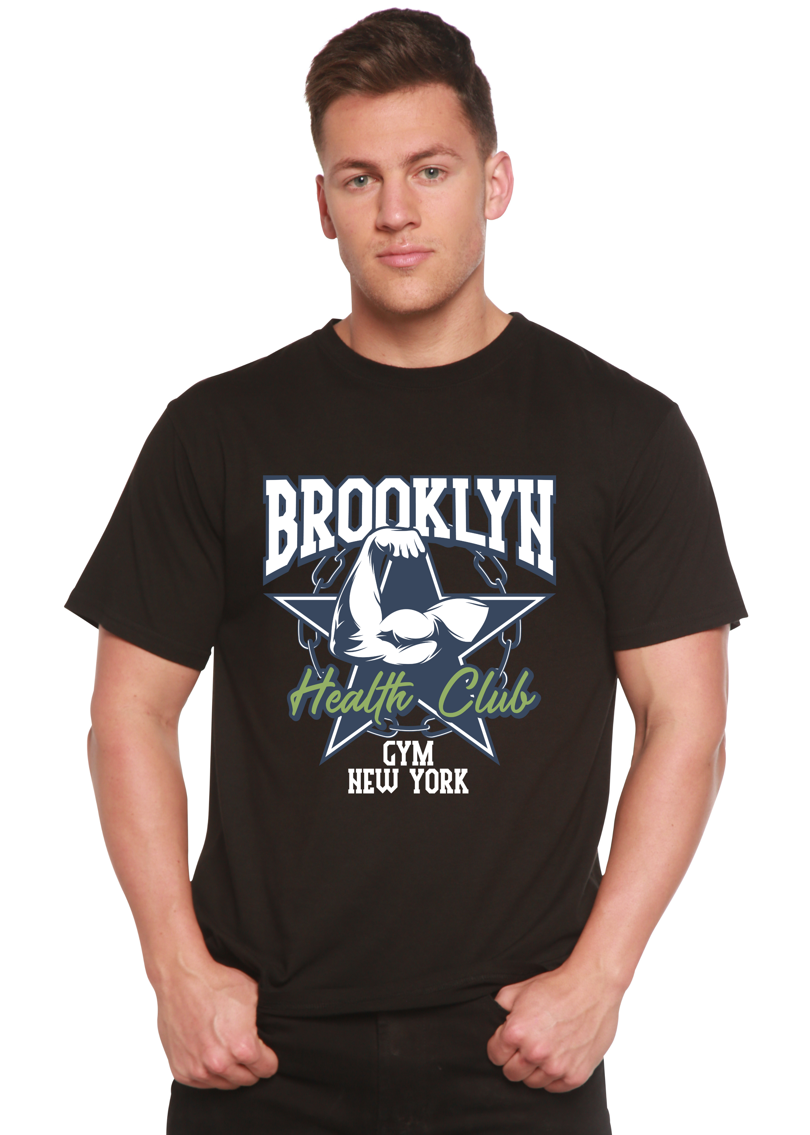 Brooklyn Health Club Men's Bamboo Viscose/Organic Cotton Short Sleeve Graphic T-Shirt - The7Letter