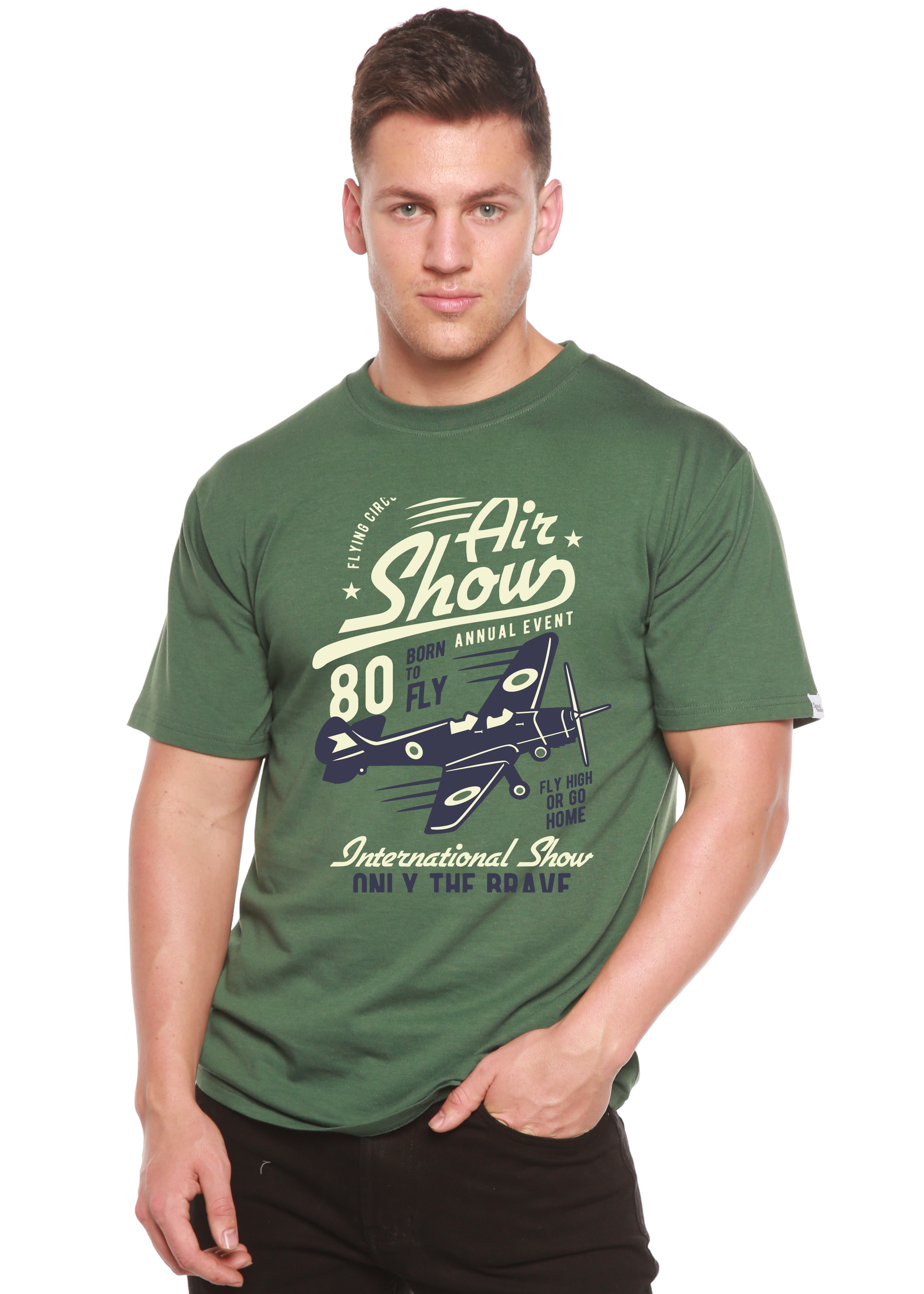 Air Show Men's Bamboo Viscose/Organic Cotton Short Sleeve Graphic T-Shirt - The7Letter