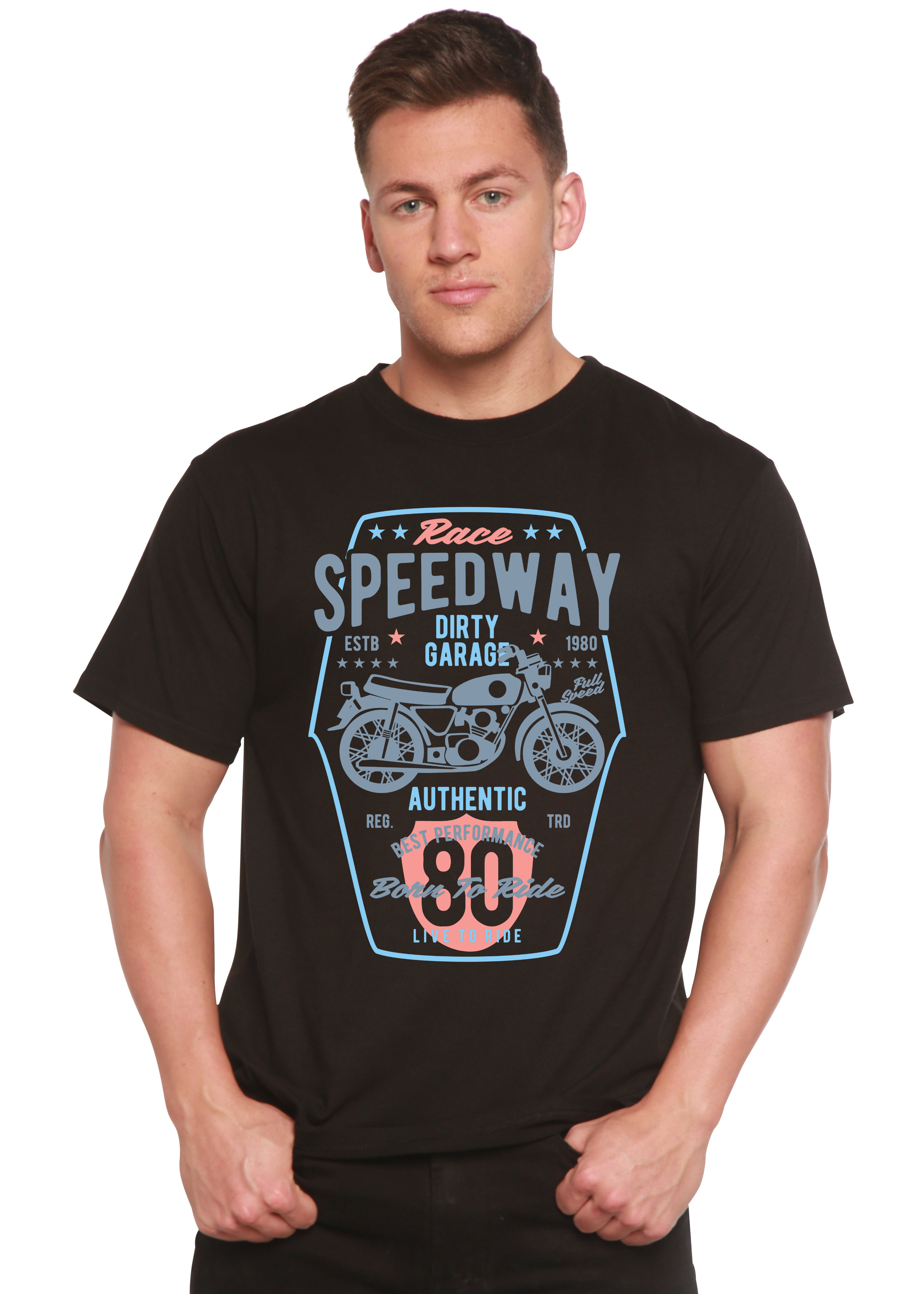 Speedway Motorcycle Spun Bamboo® Men's Bamboo Viscose/Organic Cotton Short Sleeve Graphic T-Shirt - The7Letter