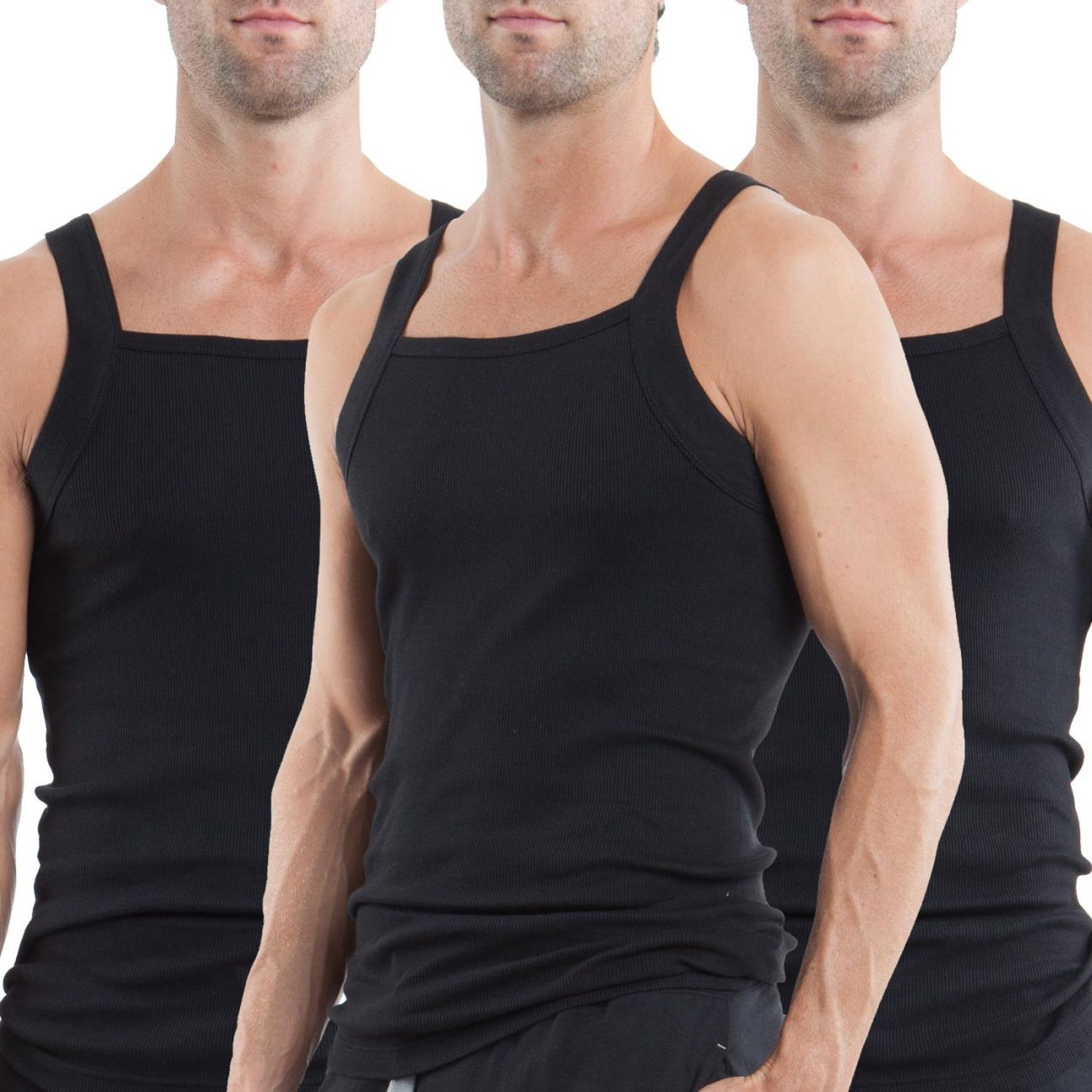 Papi 559102-001 Lot de 3 débardeurs col carré Couleur noir