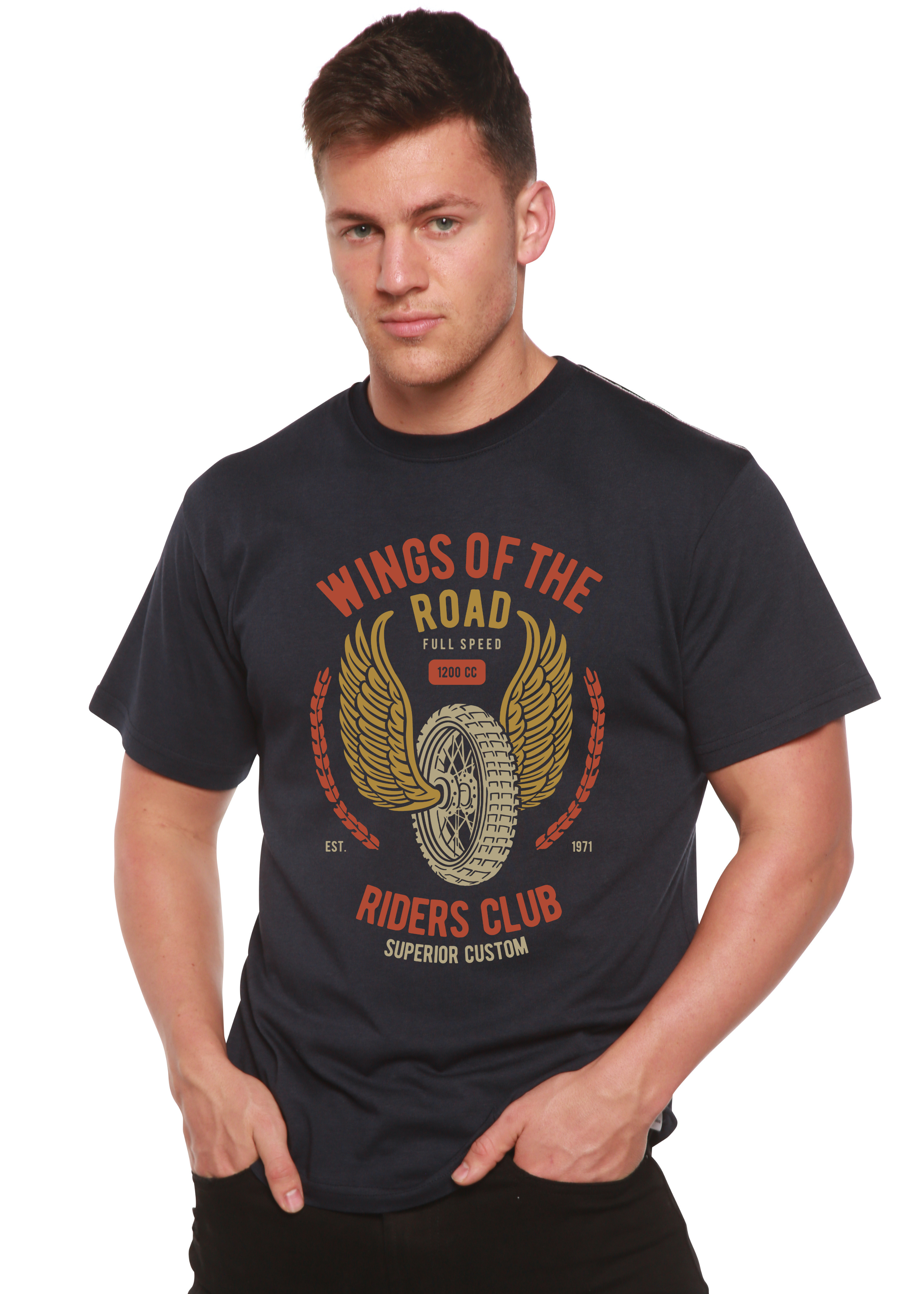 Wings Of The Road Spun Bamboo® Men's Bamboo Viscose/Organic Cotton Short Sleeve Graphic T-Shirt - The7Letter