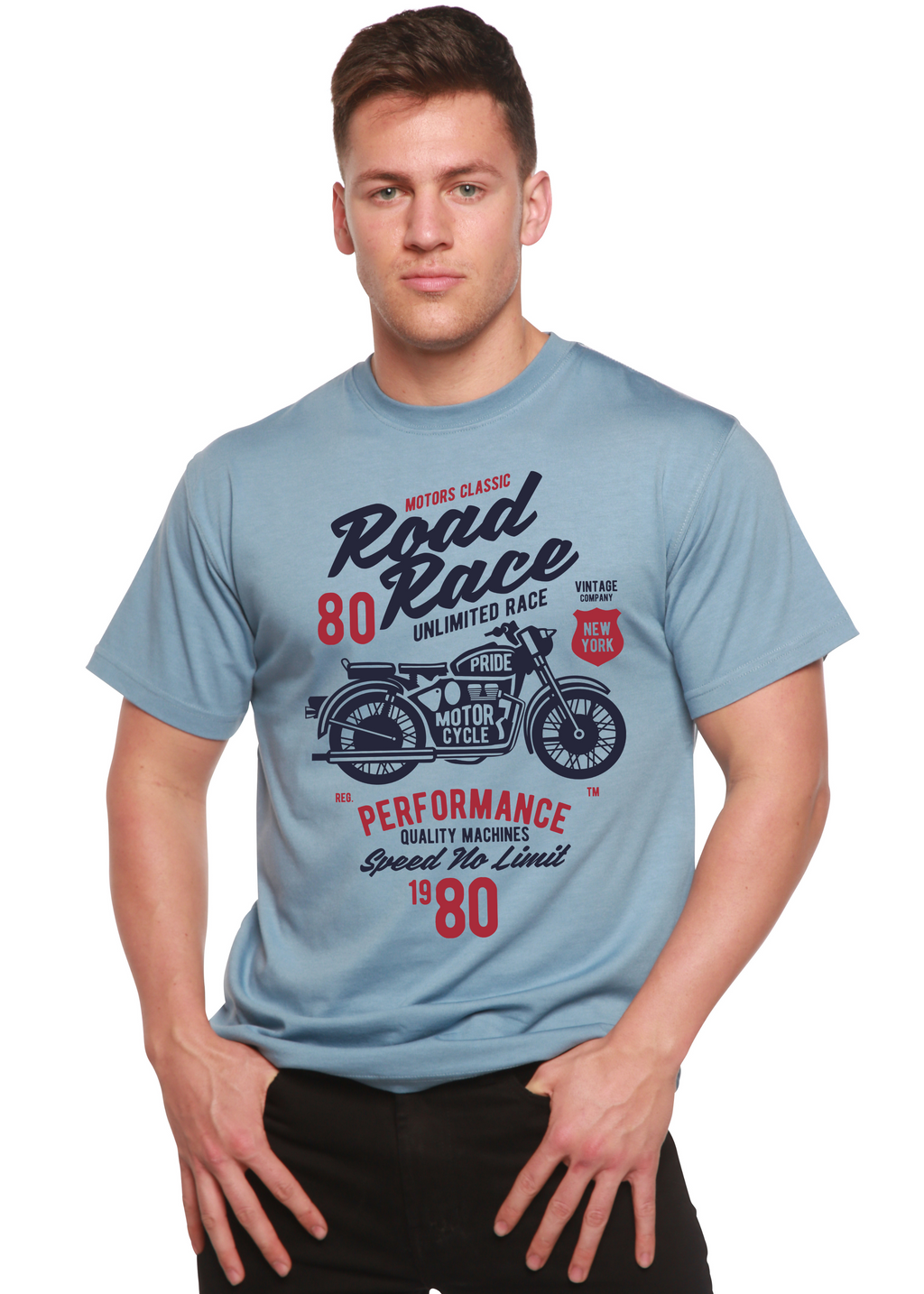 Road Race Motorcycles Spun Bamboo® Men's Bamboo Viscose/Organic Cotton Short Sleeve Graphic T-Shirt - The7Letter