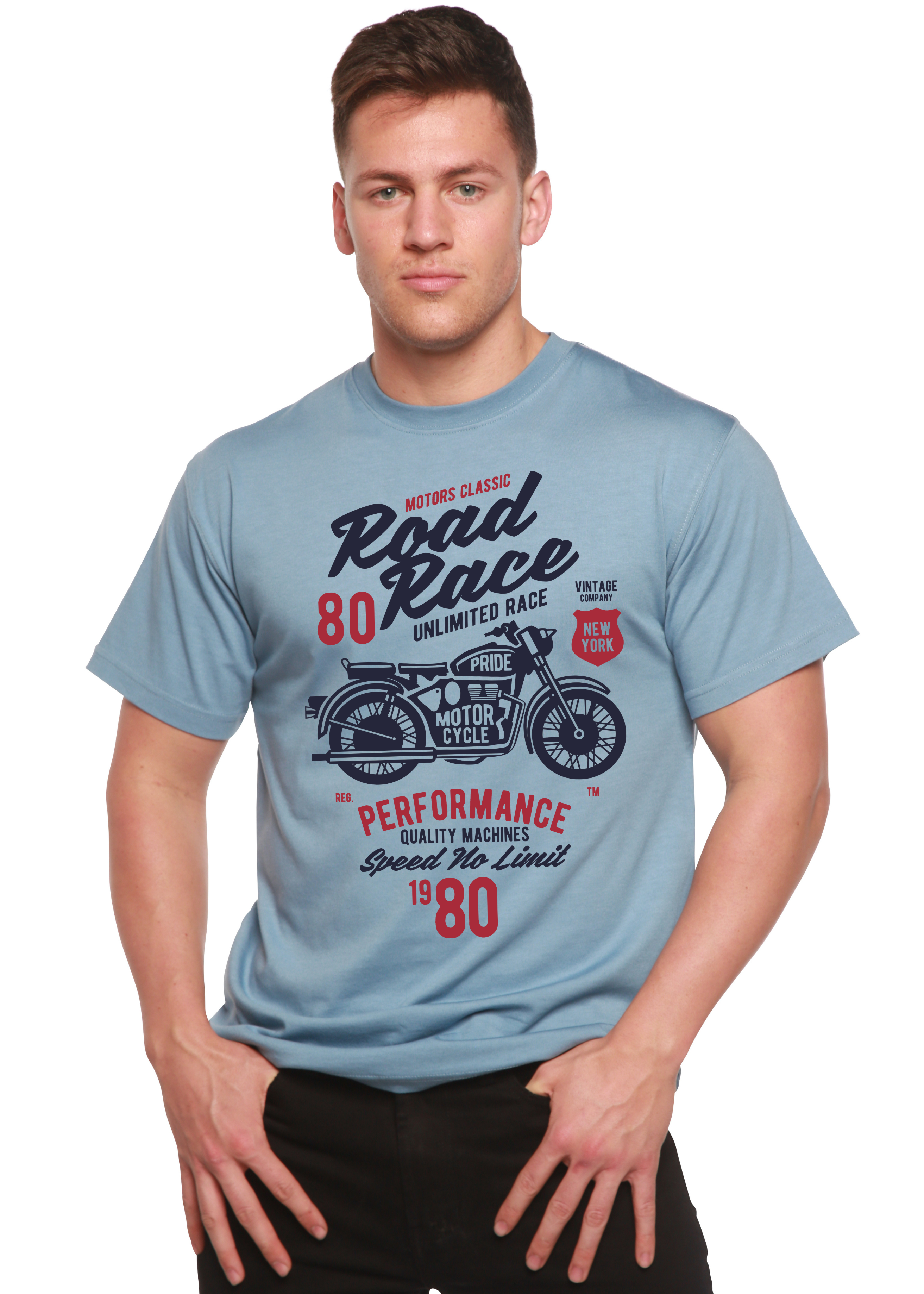 Road Race Motorcycles Spun Bamboo® Men's Bamboo Viscose/Organic Cotton Short Sleeve Graphic T-Shirt - The7Letter