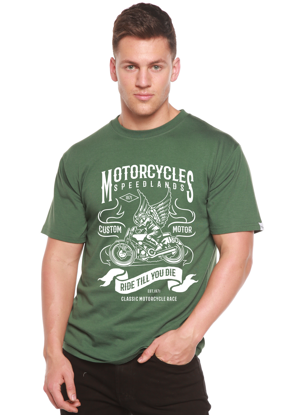 Motorcycles Men's Bamboo Viscose/Organic Cotton Short Sleeve Graphic T-Shirt - The7Letter