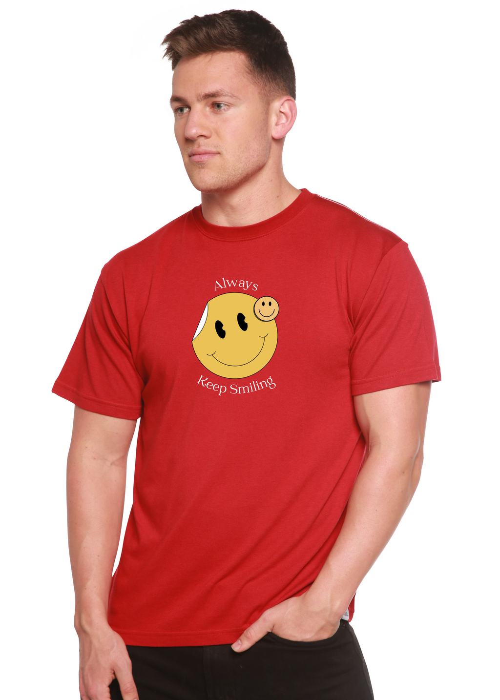 Always Keep Smiling Men's Bamboo Viscose/Organic Cotton Short Sleeve Graphic T-Shirt - The7Letter