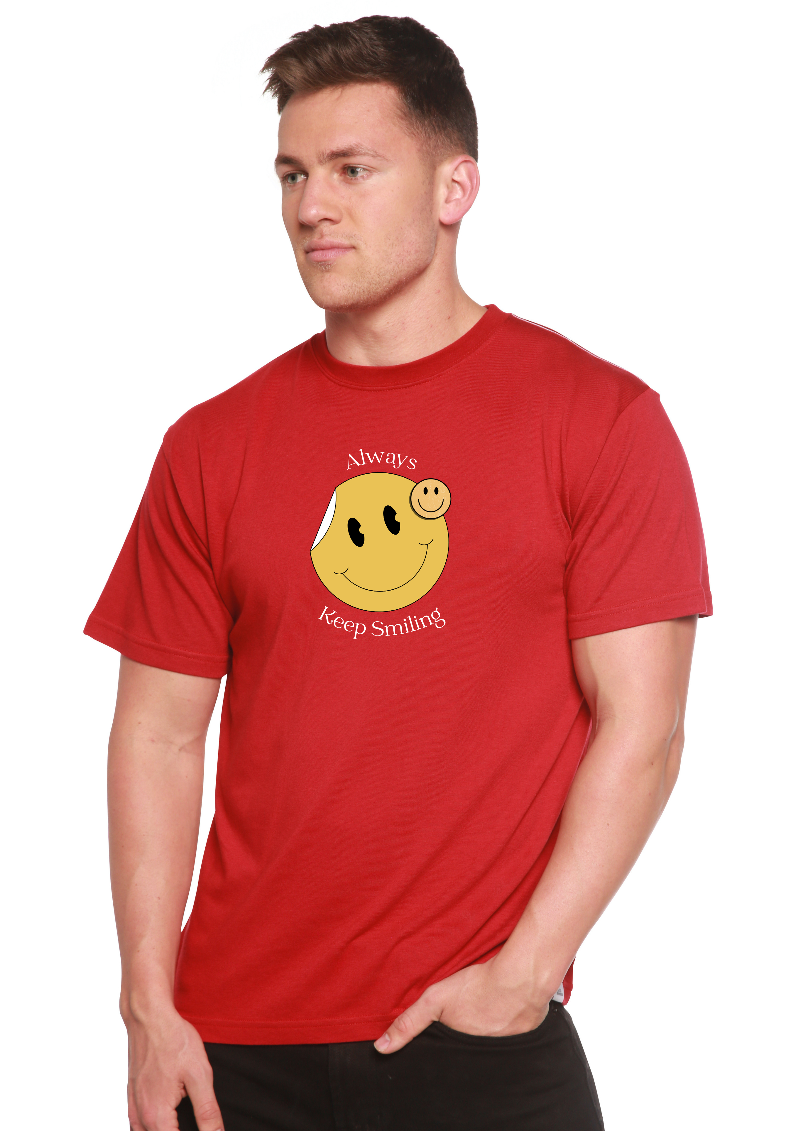 Always Keep Smiling Men's Bamboo Viscose/Organic Cotton Short Sleeve Graphic T-Shirt - The7Letter