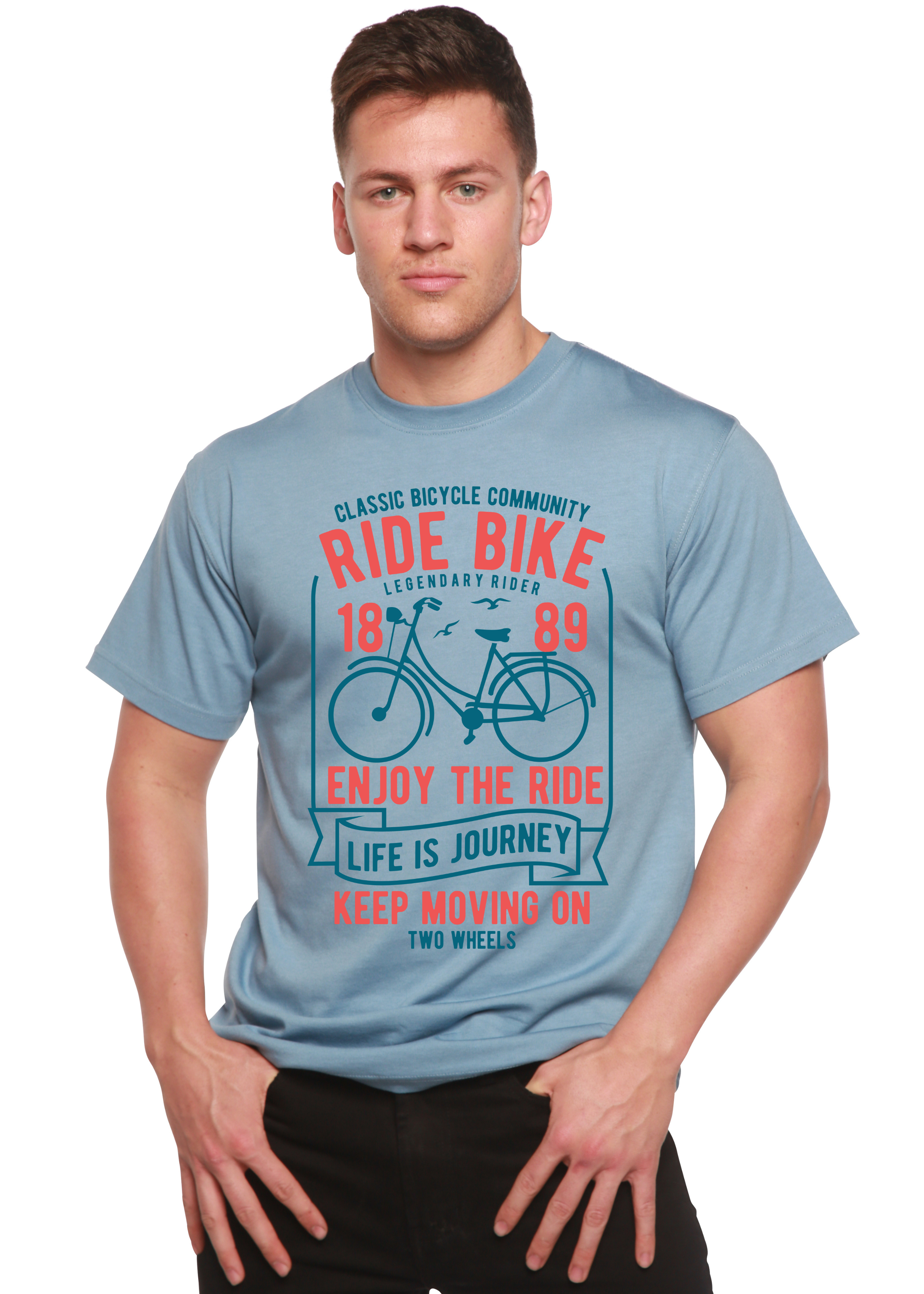 Ride Bike Spun Bamboo® Men's Bamboo Viscose/Organic Cotton Short Sleeve Graphic T-Shirt - The7Letter