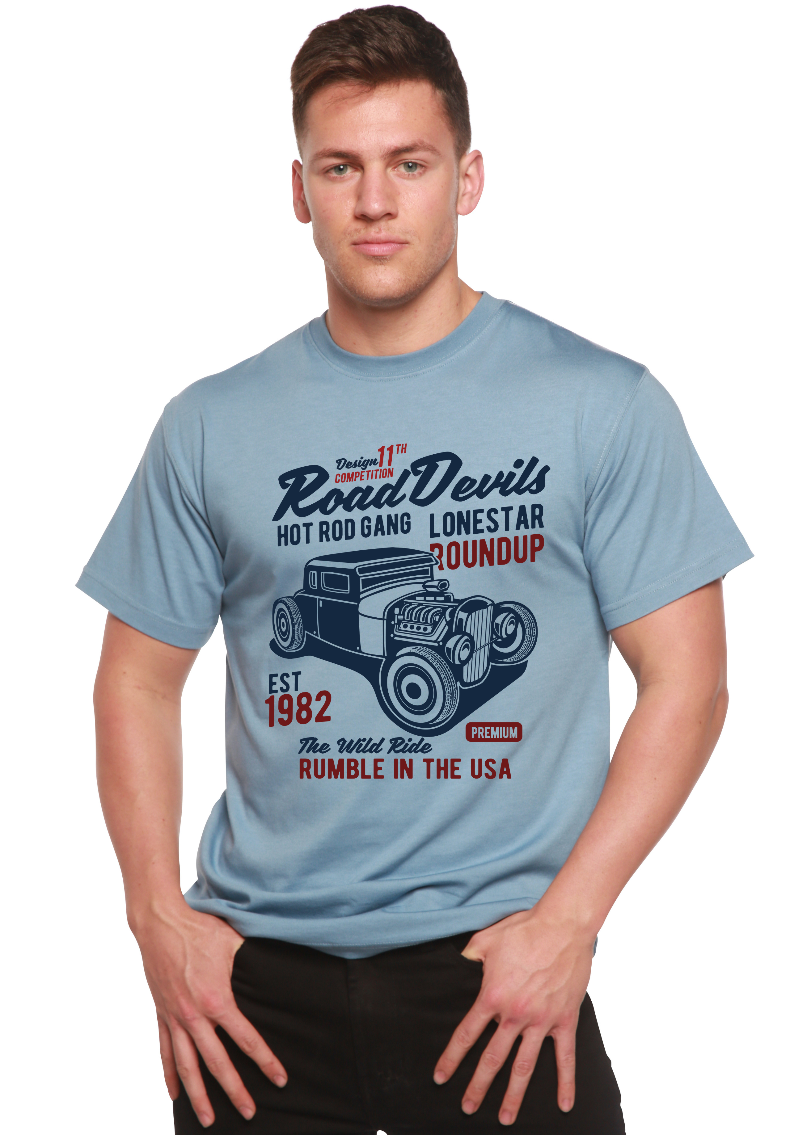 Road Devils Spun Bamboo® Men's Bamboo Viscose/Organic Cotton Short Sleeve Graphic T-Shirt - The7Letter
