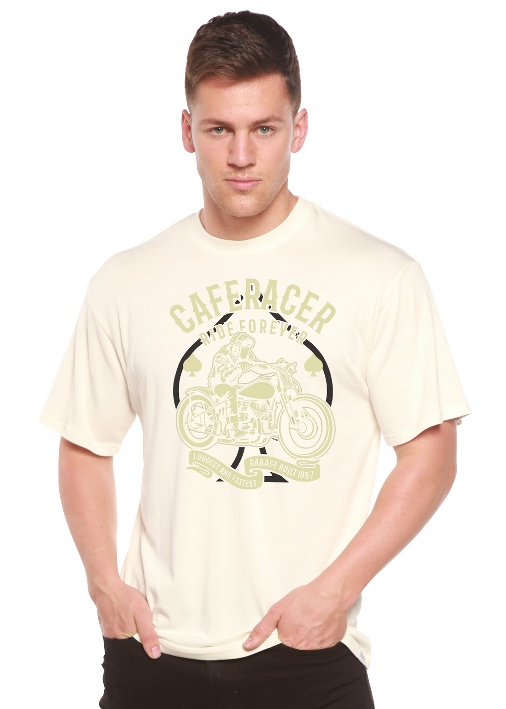 Caferacer Ride Forever Men's Bamboo Viscose/Organic Cotton Short Sleeve Graphic T-Shirt - The7Letter