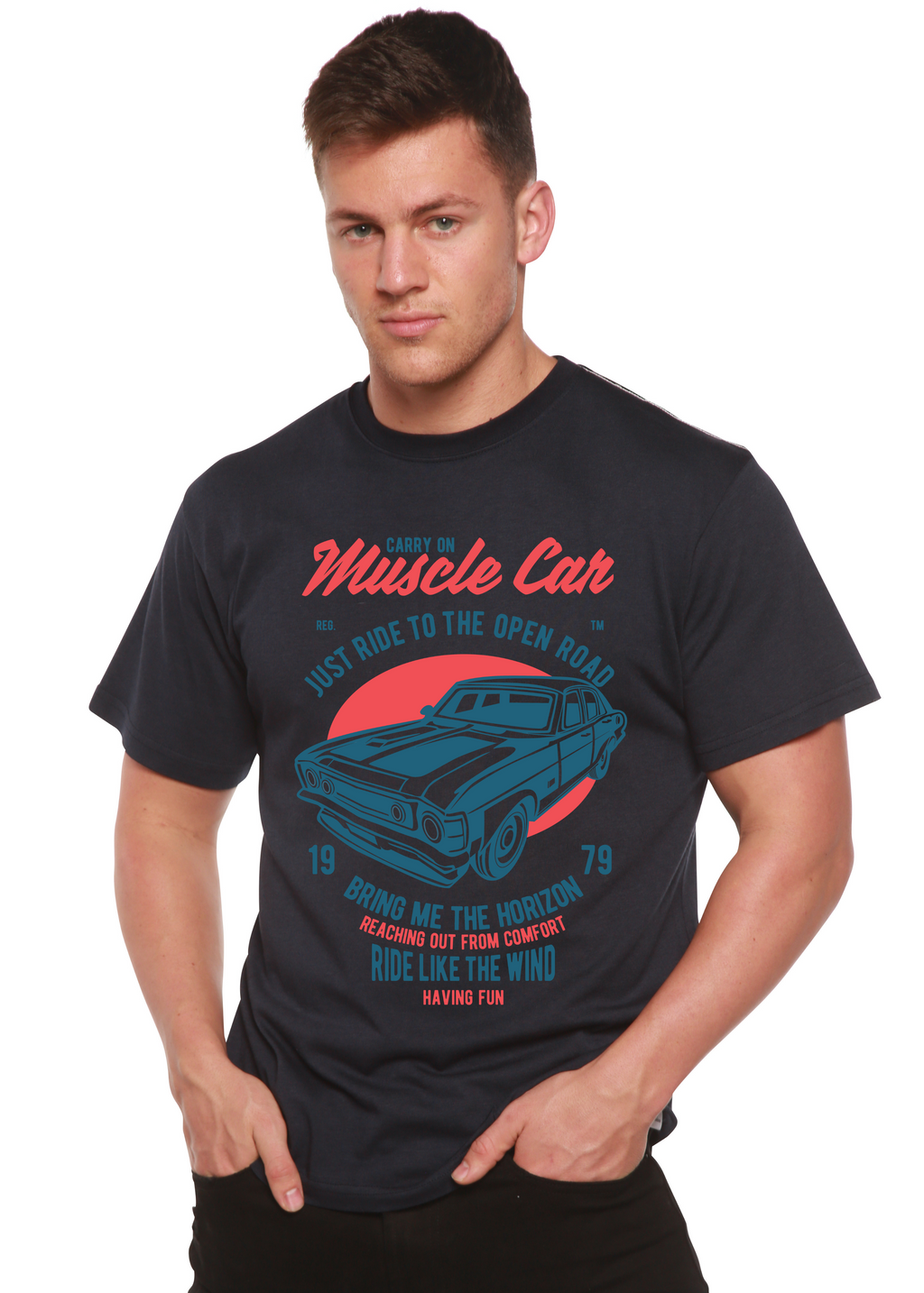 Muscle Car Spun Bamboo® Men's Bamboo Viscose/Organic Cotton Short Sleeve Graphic T-Shirt - The7Letter