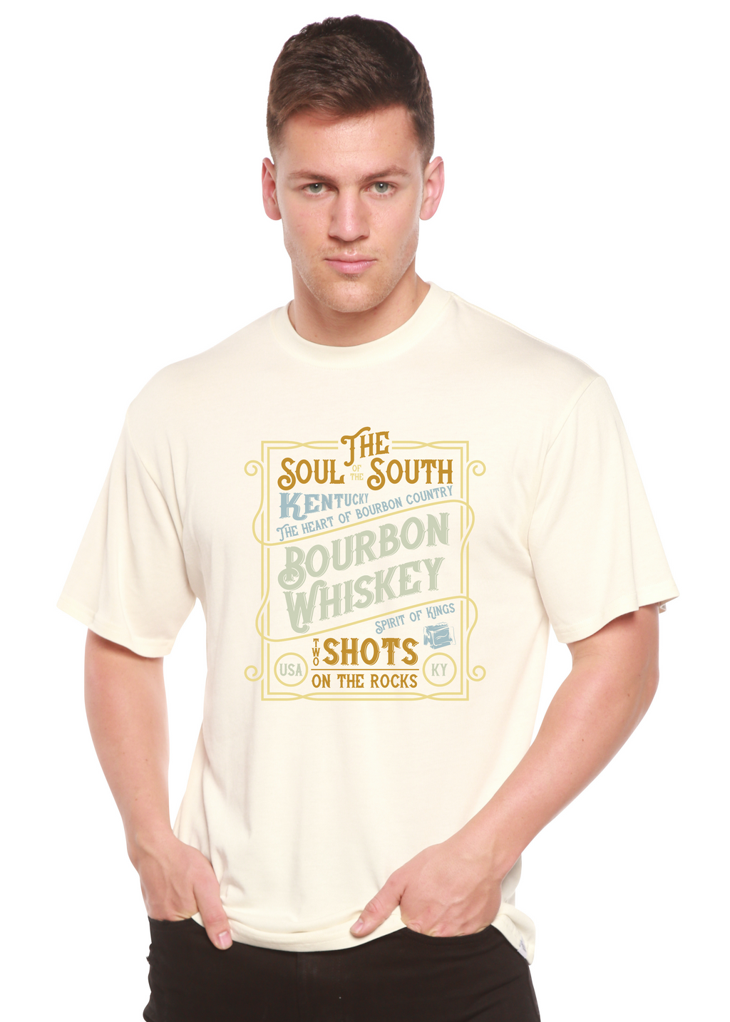 Bourbon Whiskey Men's Bamboo Viscose/Organic Cotton Short Sleeve Graphic T-Shirt - The7Letter
