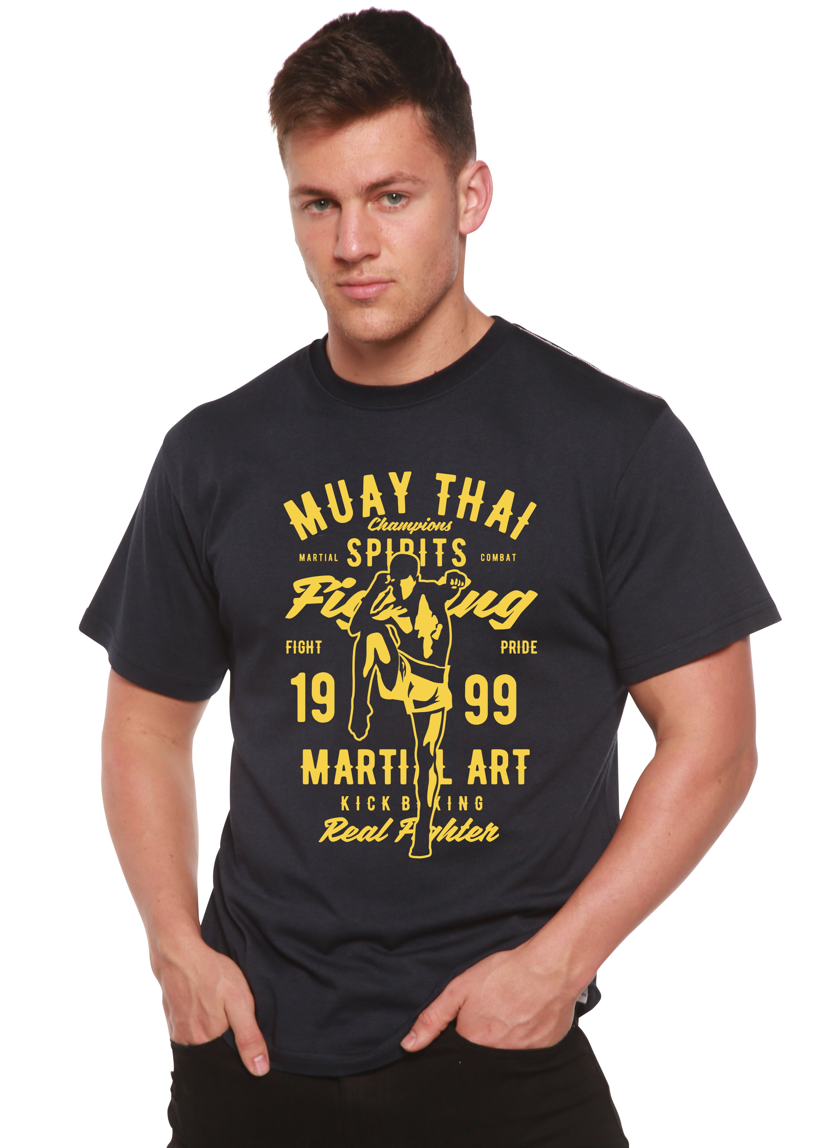 Muay Thai Spun Bamboo® Men's Bamboo Viscose/Organic Cotton Short Sleeve Graphic T-Shirt - The7Letter