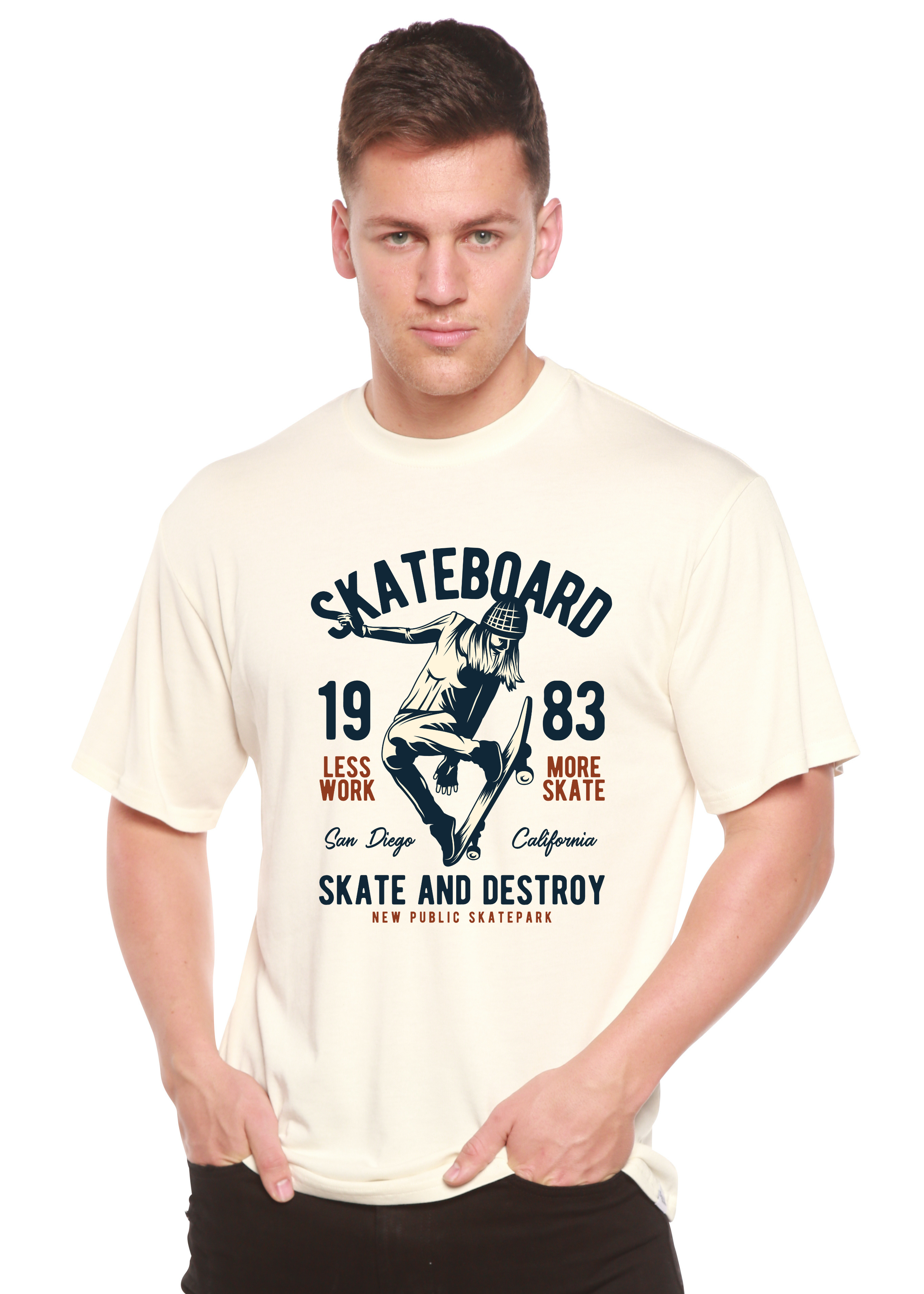 Skateboard 1983 Men's Bamboo Viscose/Organic Cotton Short Sleeve Graphic T-Shirt - The7Letter