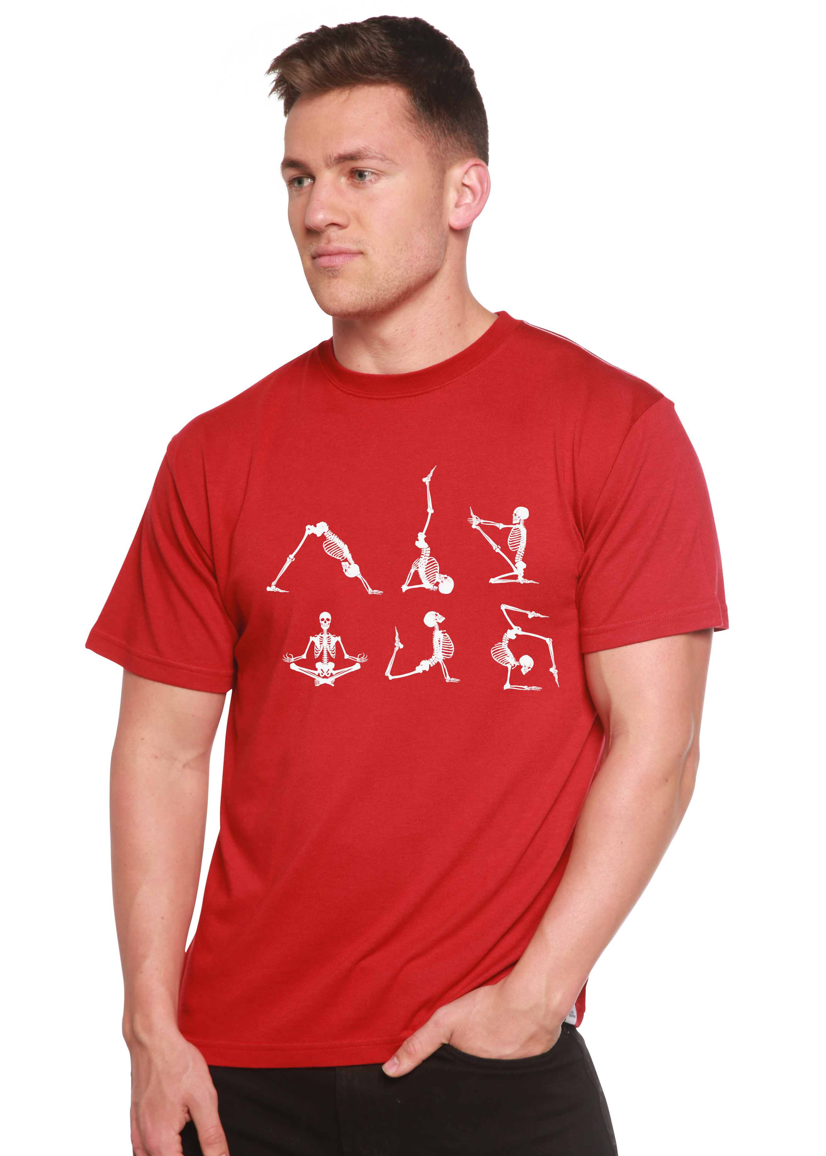 Halloween Skeleton Namaste Men's Bamboo Viscose/Organic Cotton Short Sleeve Graphic T-Shirt - The7Letter