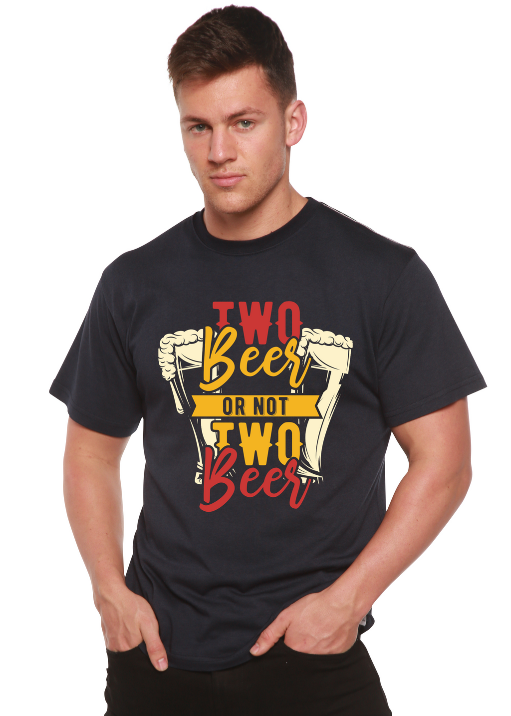 Two Beer Men's Bamboo Viscose/Organic Cotton Short Sleeve Graphic T-Shirt - The7Letter