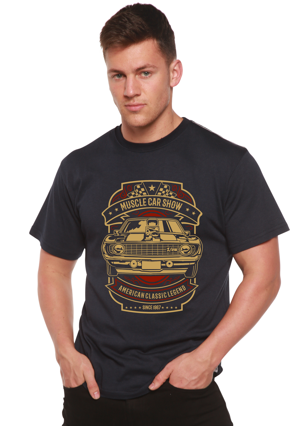 Muscle Car Show Spun Bamboo® Men's Bamboo Viscose/Organic Cotton Short Sleeve Graphic T-Shirt - The7Letter
