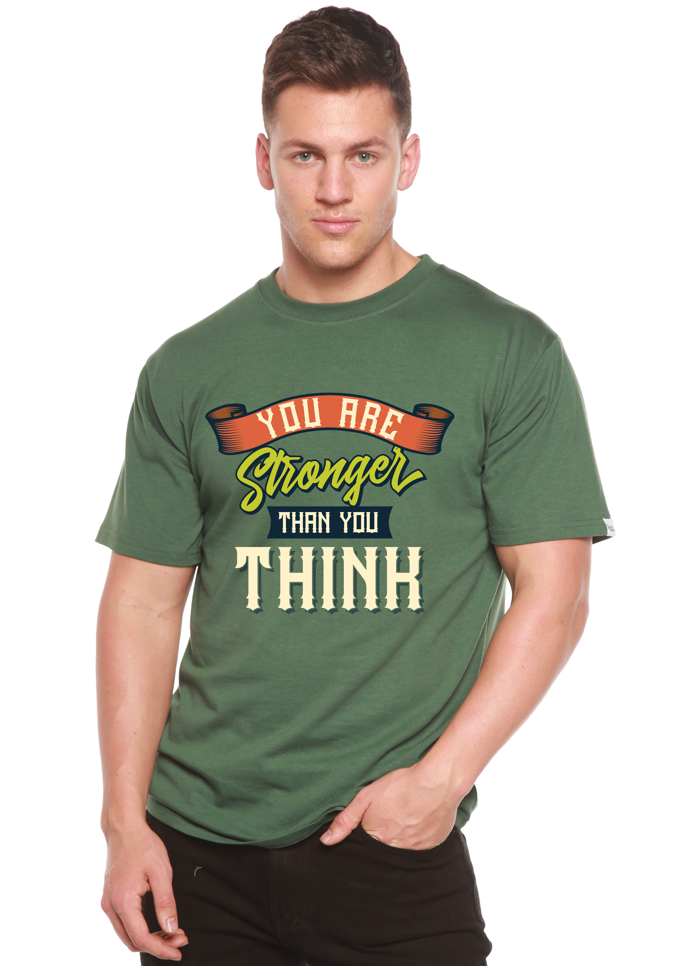You Are Stronger Than You Think Men's Bamboo Viscose/Organic Cotton Short Sleeve Graphic T-Shirt - The7Letter