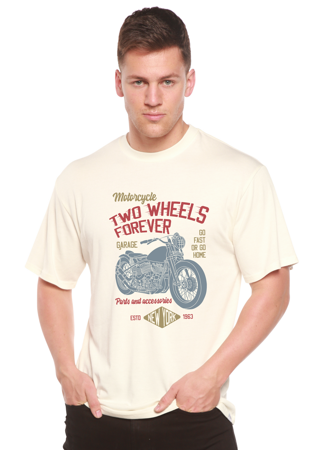 Two Wheels Forever Men's Bamboo Viscose/Organic Cotton Short Sleeve Graphic T-Shirt - The7Letter