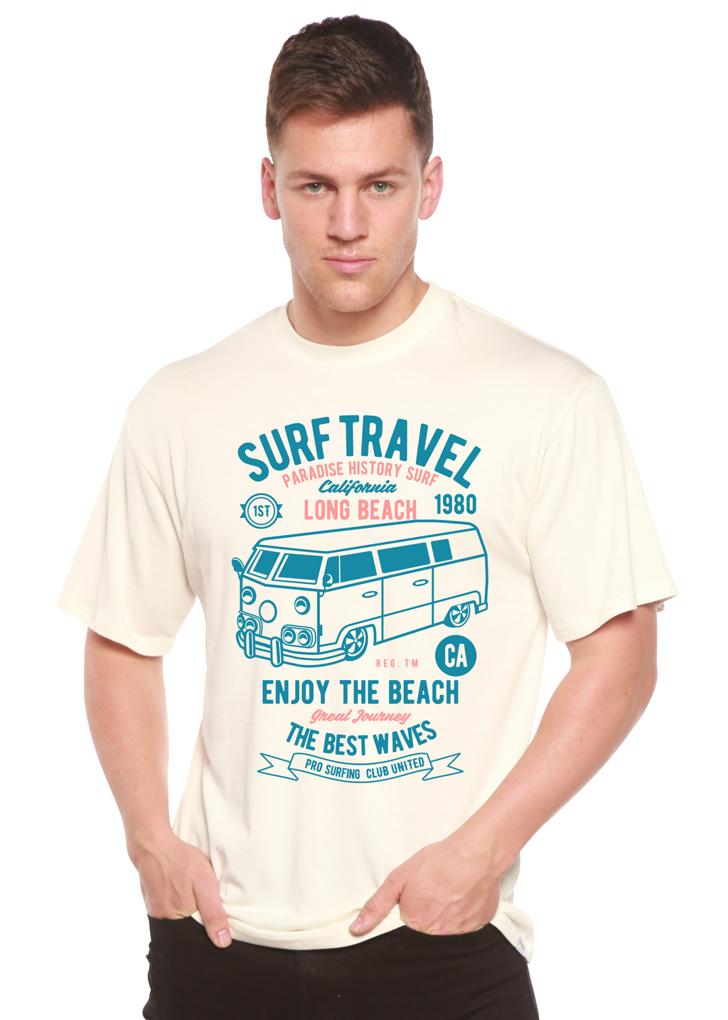 Surf Travel Spun Bamboo® Men's Bamboo Viscose/Organic Cotton Short Sleeve Graphic T-Shirt - The7Letter