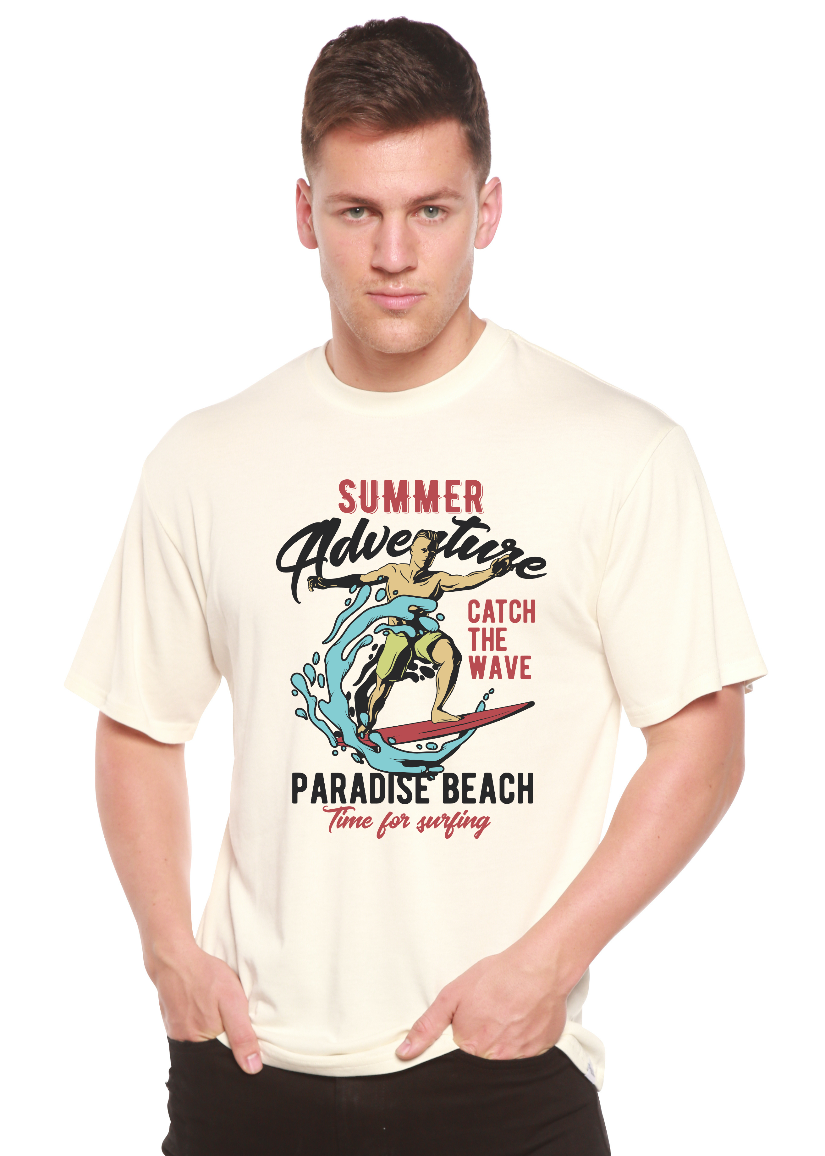 Catch The Wave Men's Bamboo Viscose/Organic Cotton Short Sleeve Graphic T-Shirt - The7Letter