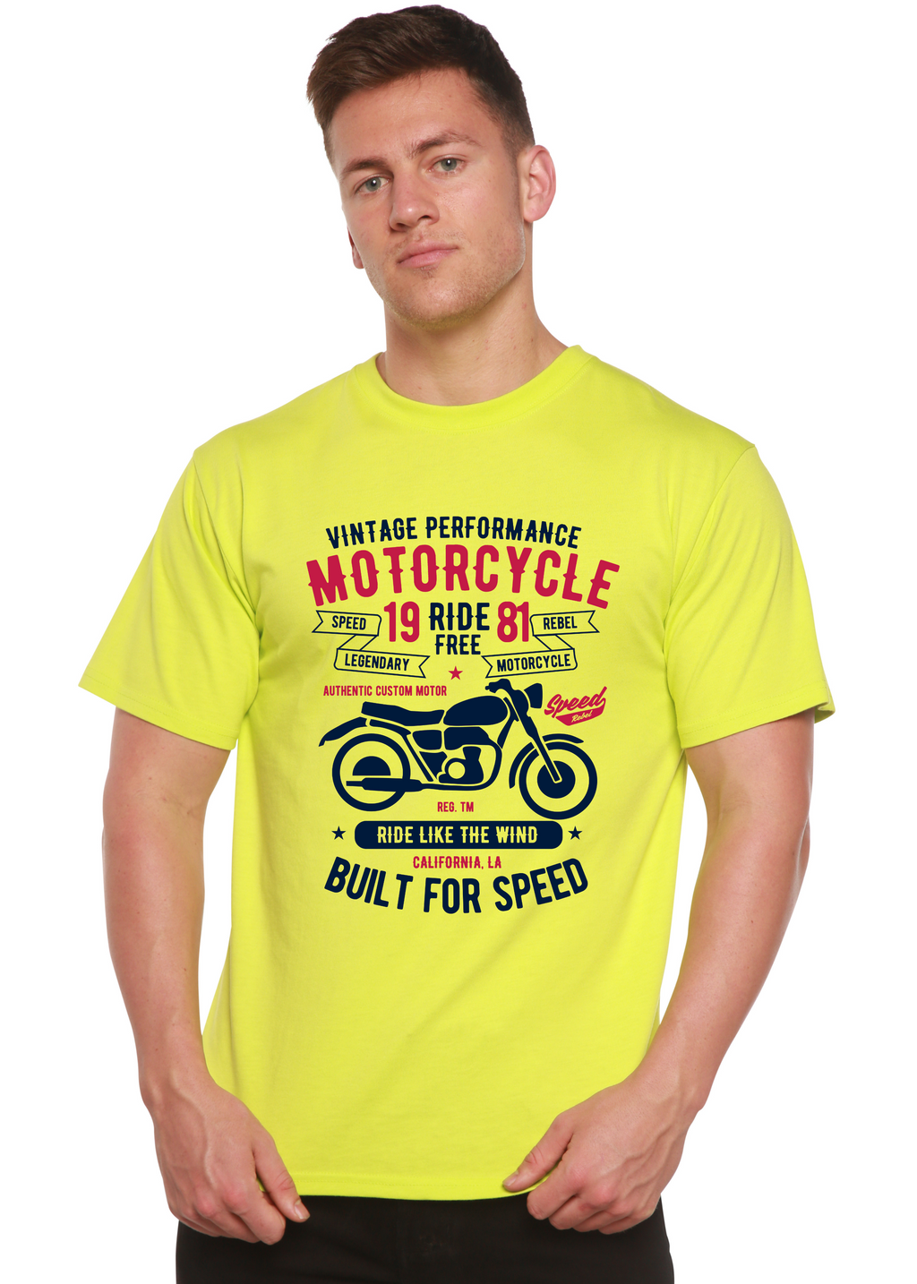 Motorcycle Ride Free Men's Bamboo Viscose/Organic Cotton Short Sleeve Graphic T-Shirt - The7Letter