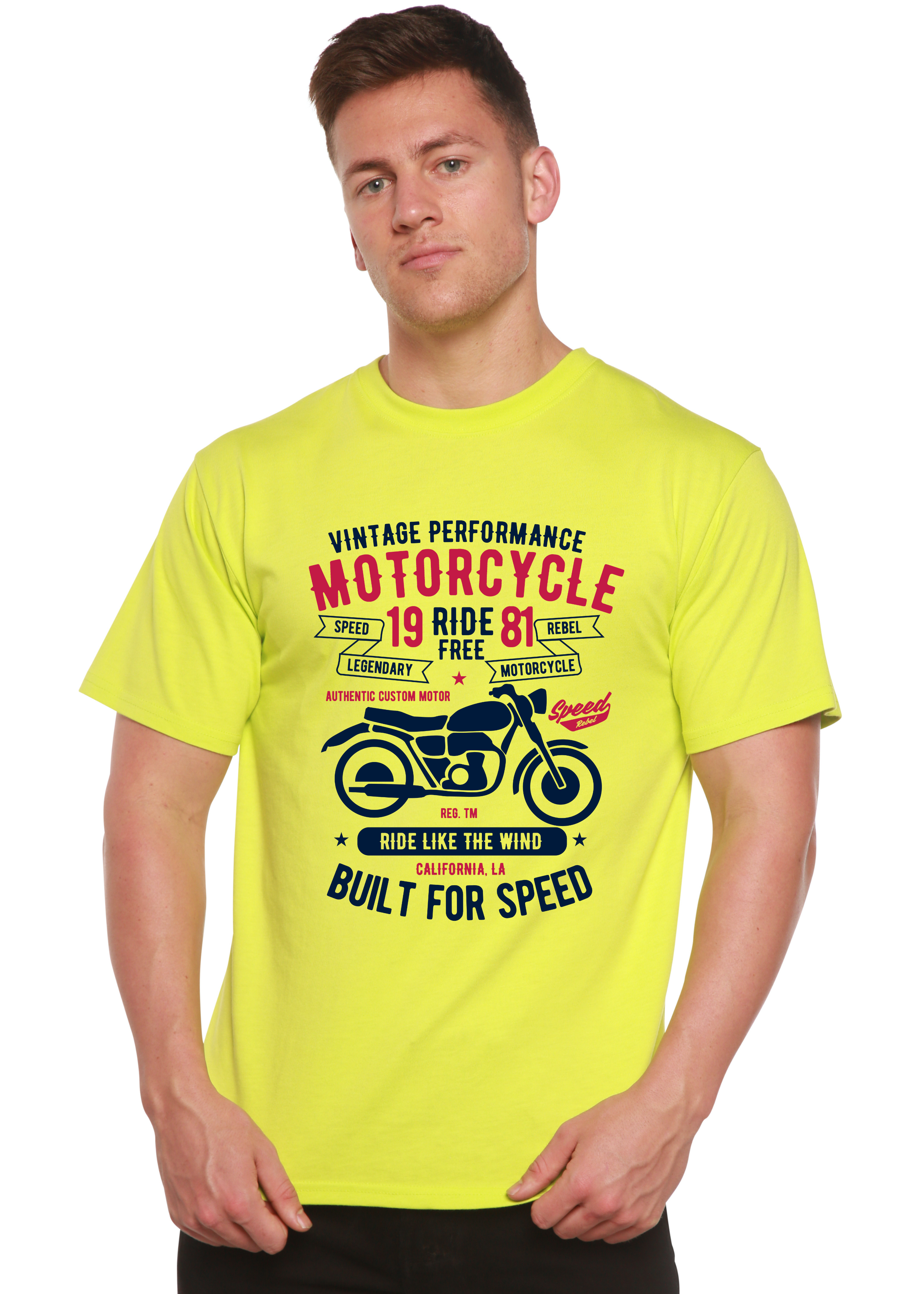 Motorcycle Ride Free Men's Bamboo Viscose/Organic Cotton Short Sleeve Graphic T-Shirt - The7Letter