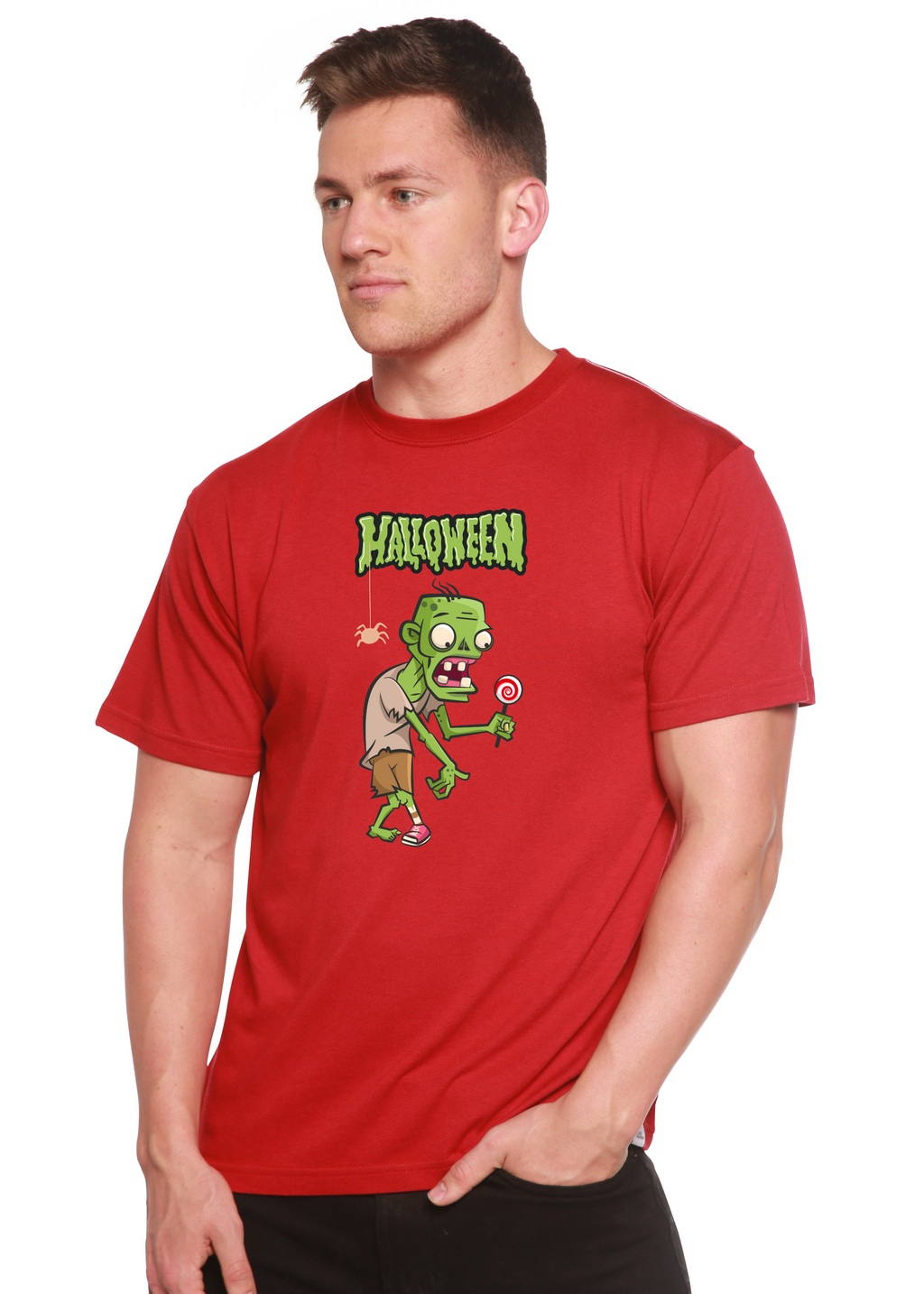 Halloween Green Monster Unisex Bamboo Viscose/Organic Cotton Short Sleeve Graphic T-Shirt - The7Letter