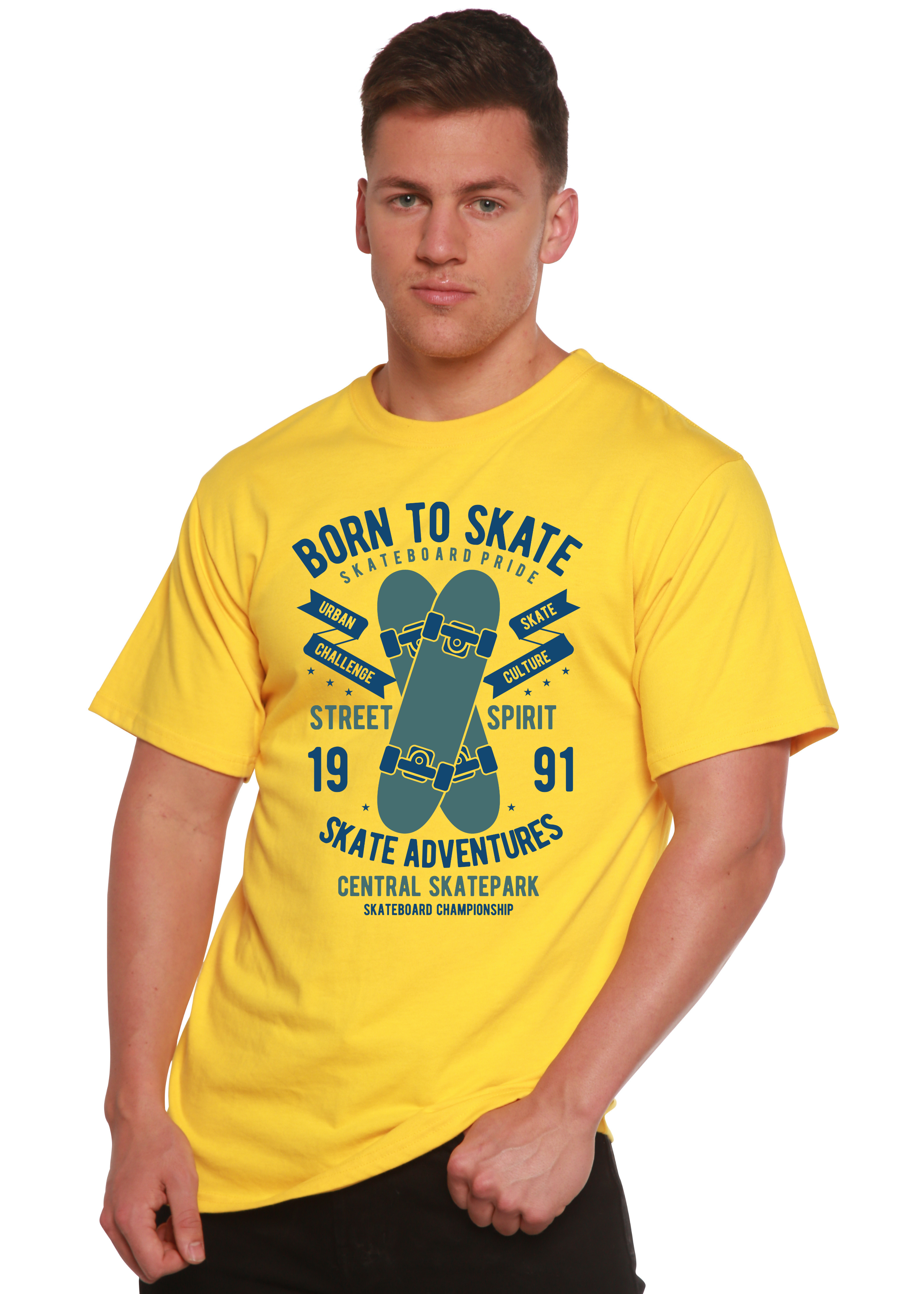Born To Skate Men's Bamboo Viscose/Organic Cotton Short Sleeve Graphic T-Shirt - The7Letter