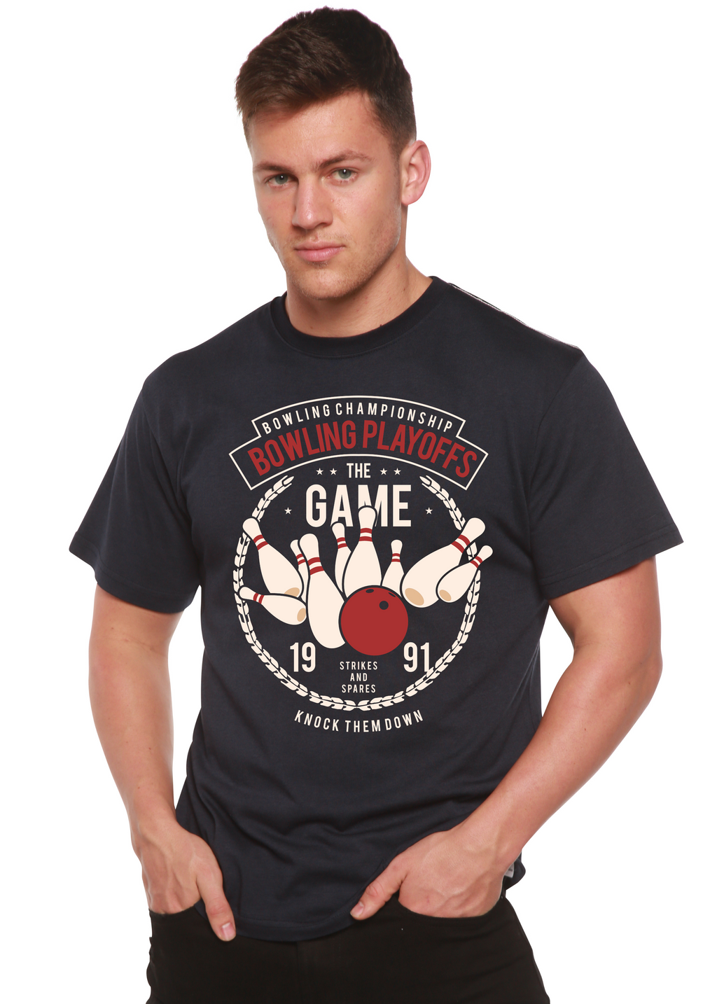 Bowling Playoffs Men's Bamboo Viscose/Organic Cotton Short Sleeve Graphic T-Shirt - The7Letter