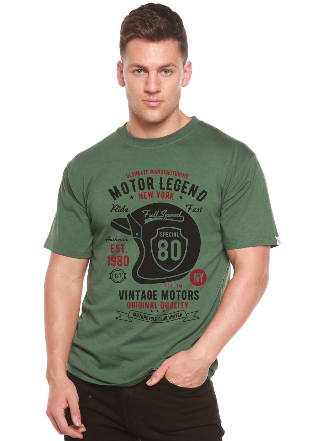 Motor Legend Helmet Men's Bamboo Viscose/Organic Cotton Short Sleeve Graphic T-Shirt - The7Letter