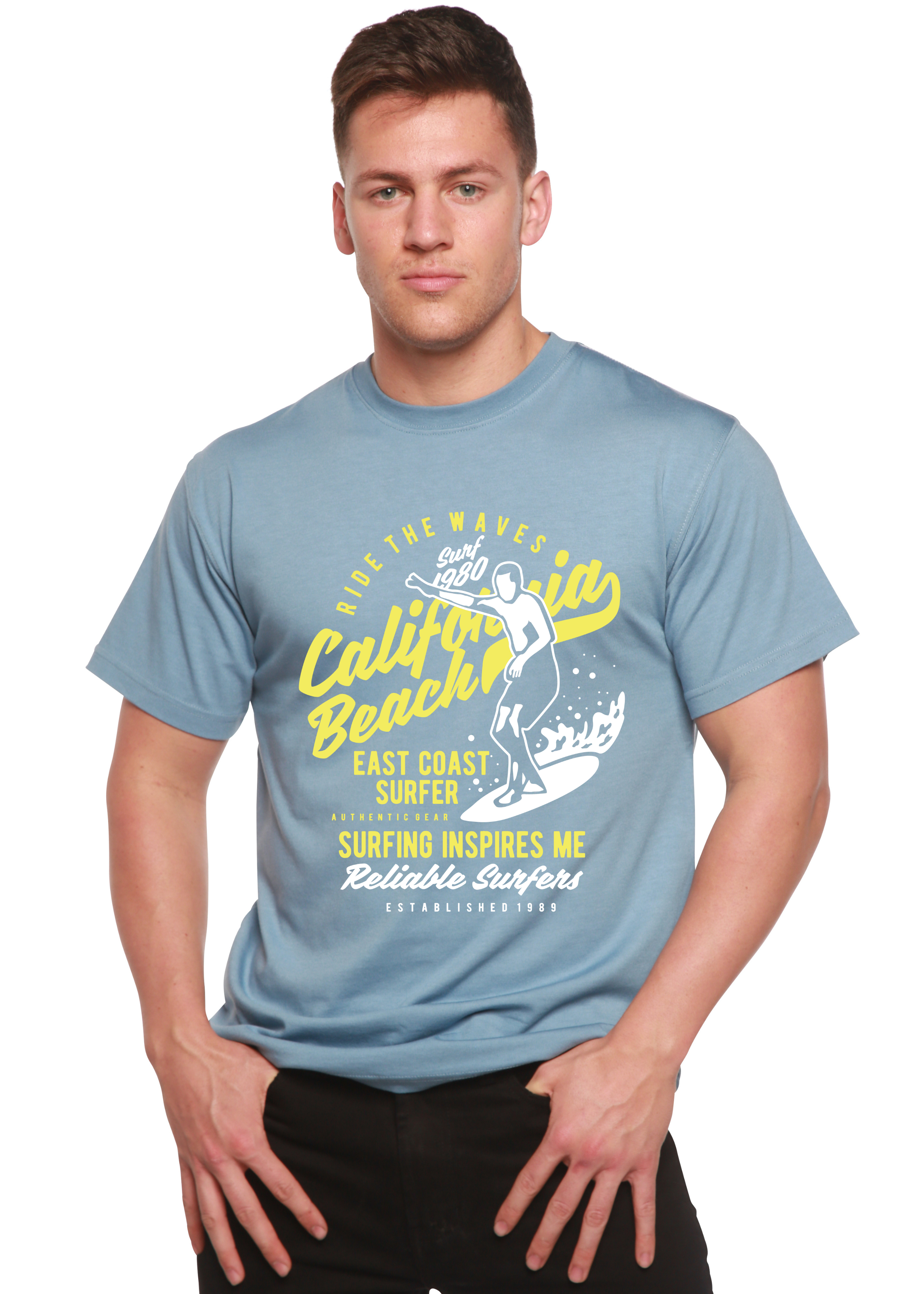 Ride The Waves Spun Bamboo® Men's Bamboo Viscose/Organic Cotton Short Sleeve Graphic T-Shirt - The7Letter