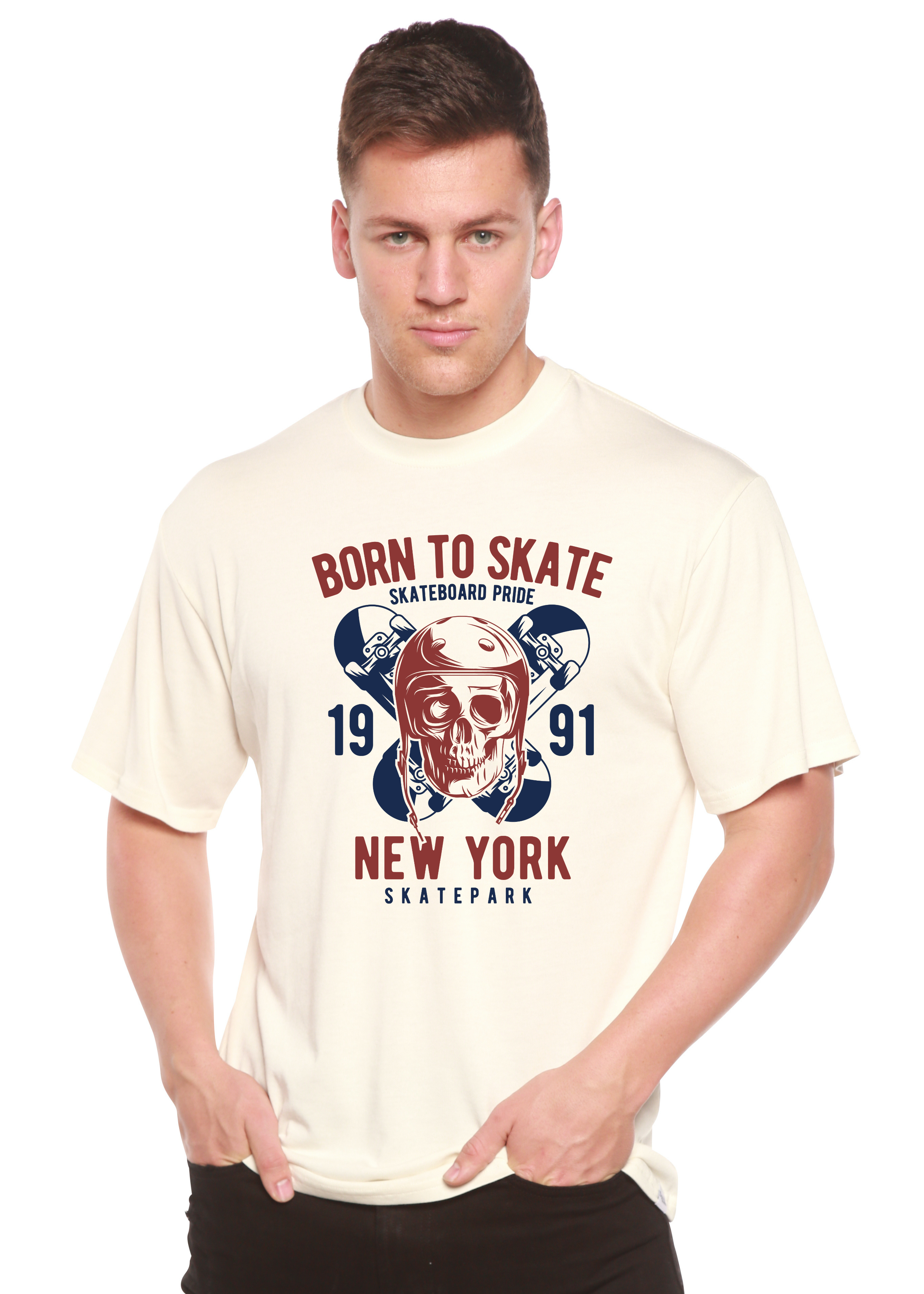 Born To Skate 1991 New York Men's Bamboo Viscose/Organic Cotton Short Sleeve Graphic T-Shirt - The7Letter