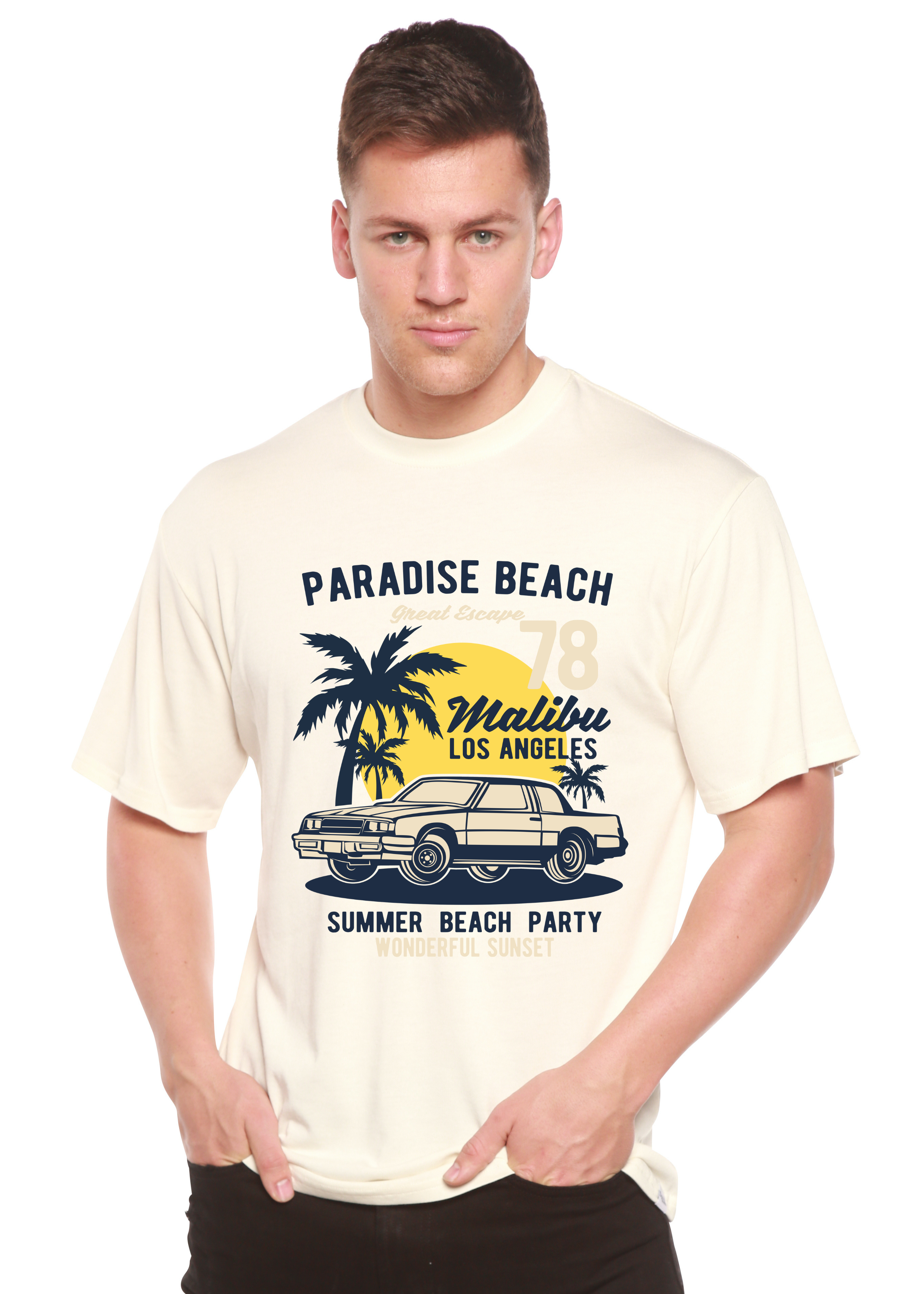 Paradise Beach Spun Bamboo® Men's Bamboo Viscose/Organic Cotton Short Sleeve Graphic T-Shirt - The7Letter