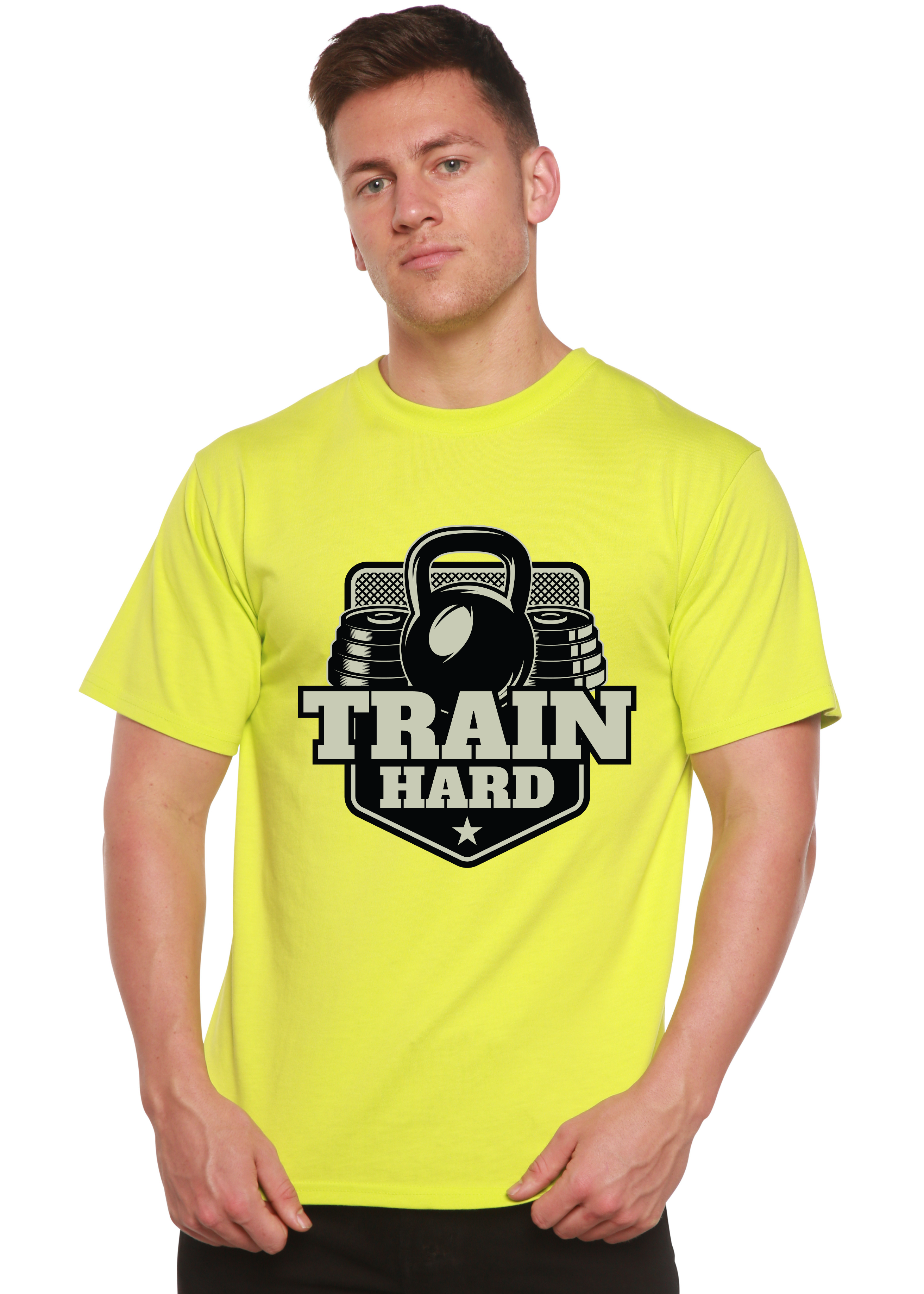 Train Hard Men's Bamboo Viscose/Organic Cotton Short Sleeve Graphic T-Shirt - The7Letter