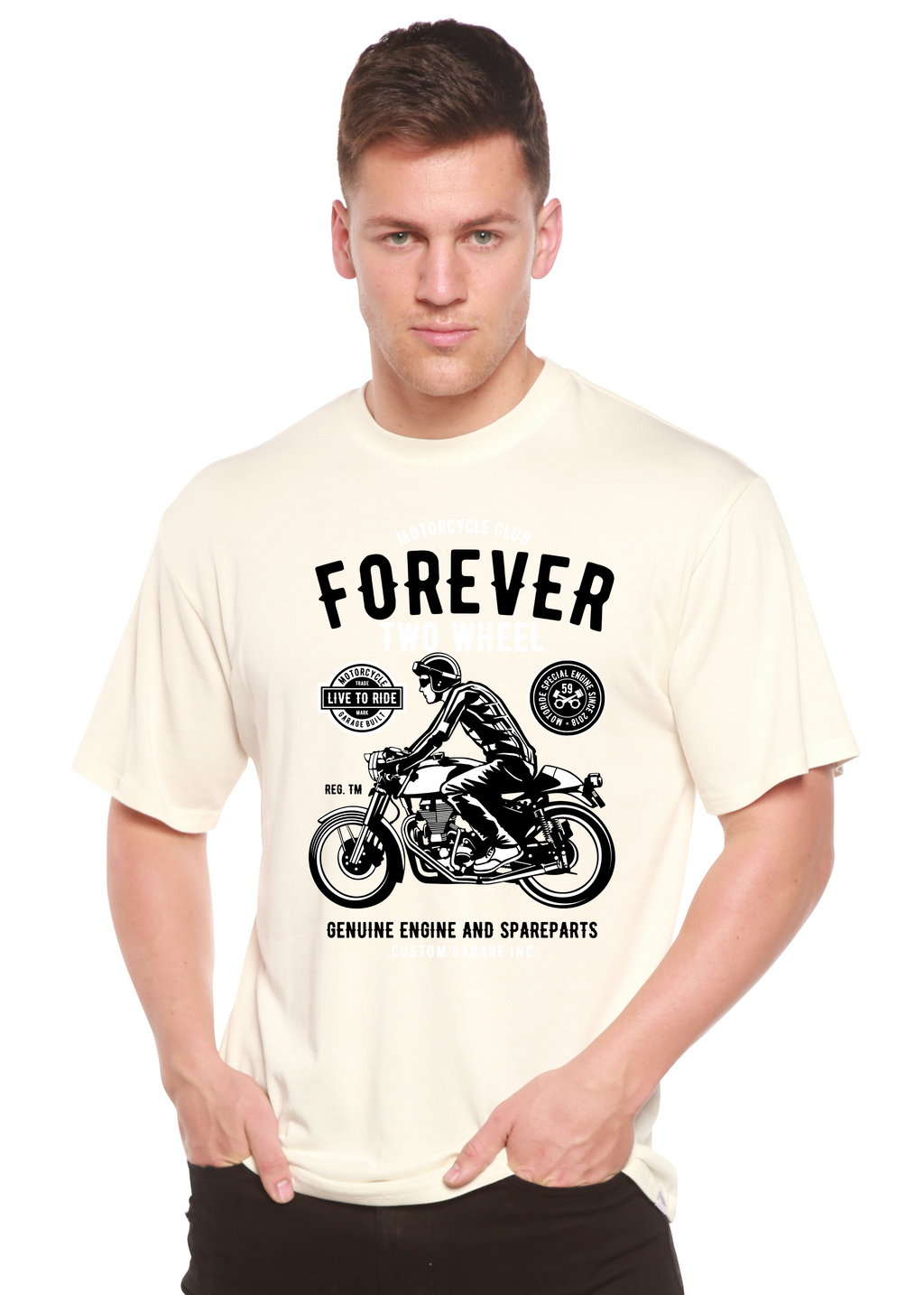 Forever Two Wheel Men's Bamboo Viscose/Organic Cotton Short Sleeve Graphic T-Shirt - The7Letter