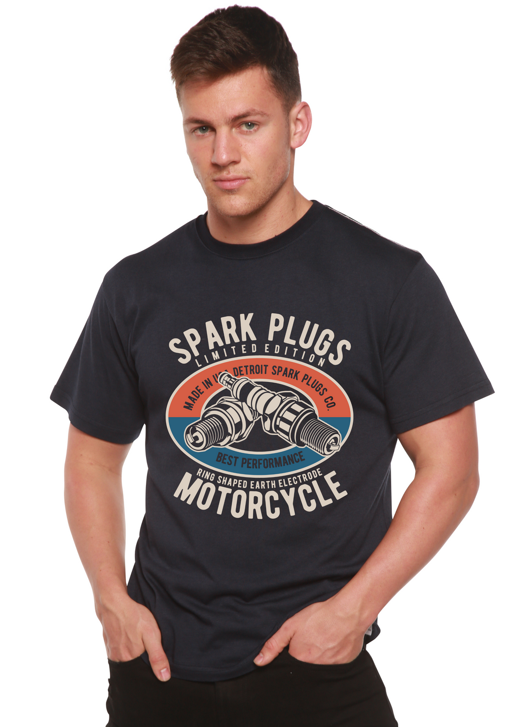 Spark Plugs Spun Bamboo® Men's Bamboo Viscose/Organic Cotton Short Sleeve Graphic T-Shirt - The7Letter