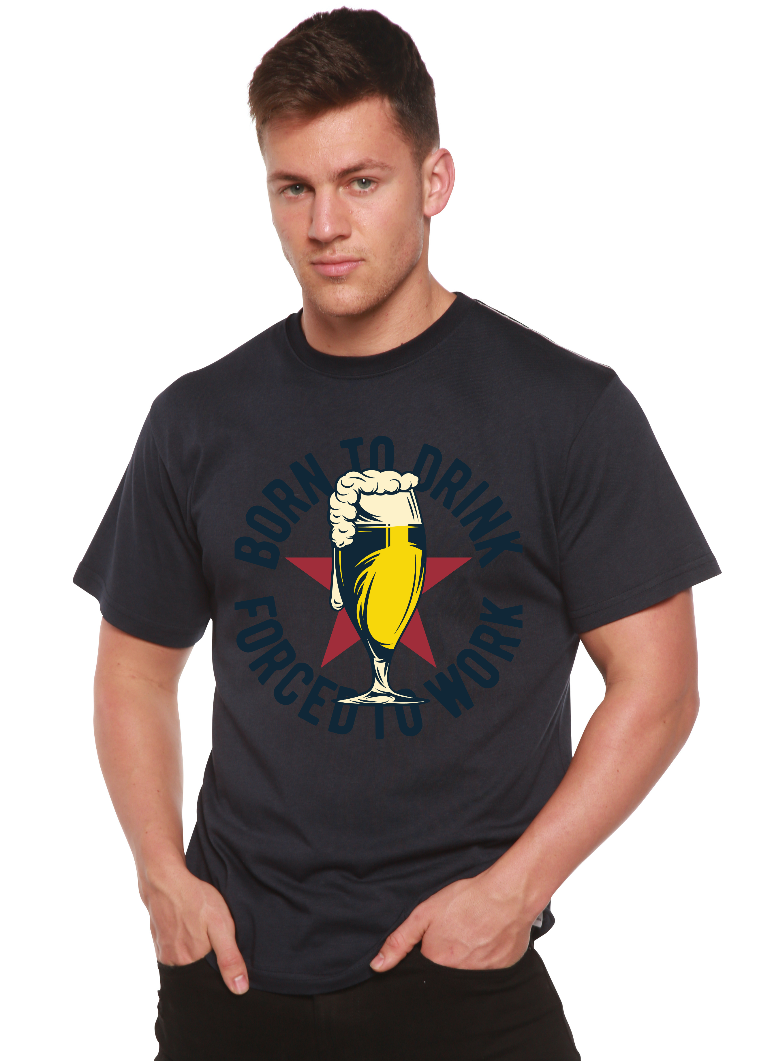 Born to Drink Men's Bamboo Viscose/Organic Cotton Short Sleeve Graphic T-Shirt - The7Letter