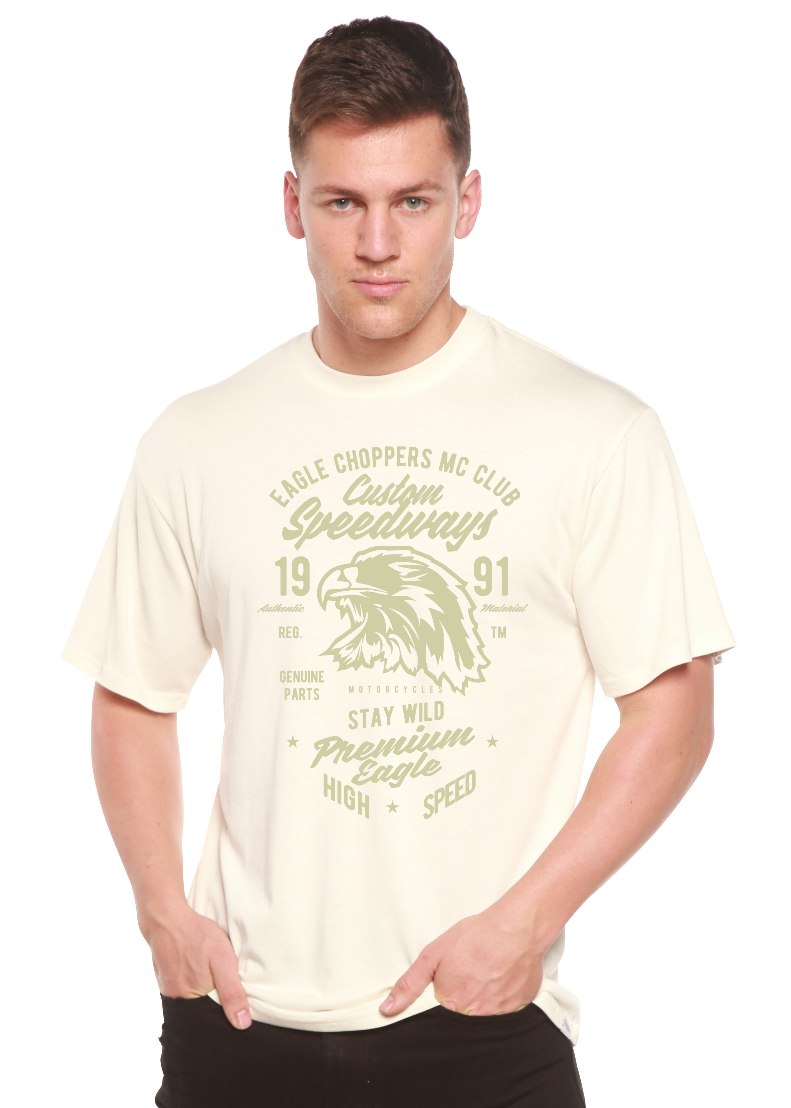 Custom Speedways Premium Eagle Men's Bamboo Viscose/Organic Cotton Short Sleeve Graphic T-Shirt - The7Letter