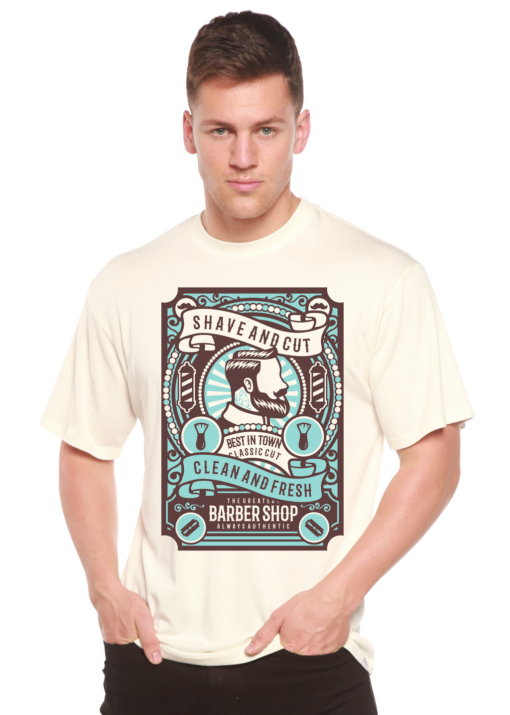 Shave and Cut Spun Bamboo® Men's Bamboo Viscose/Organic Cotton Short Sleeve Graphic T-Shirt - The7Letter