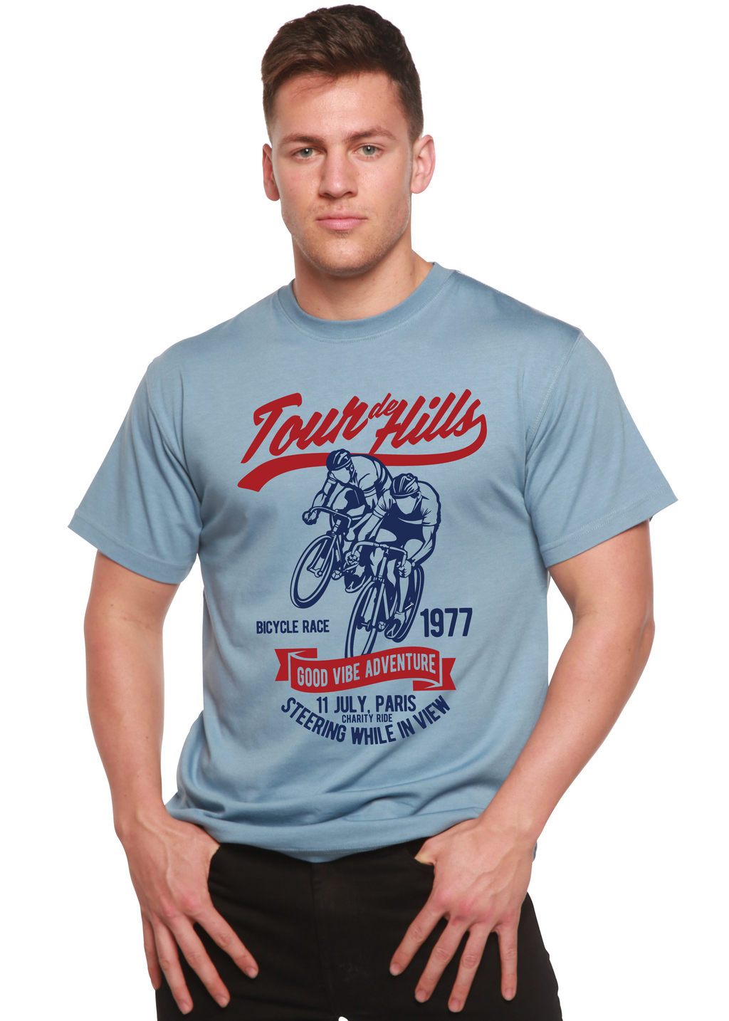 Tour De Hills Spun Bamboo® Men's Bamboo Viscose/Organic Cotton Short Sleeve Graphic T-Shirt - The7Letter