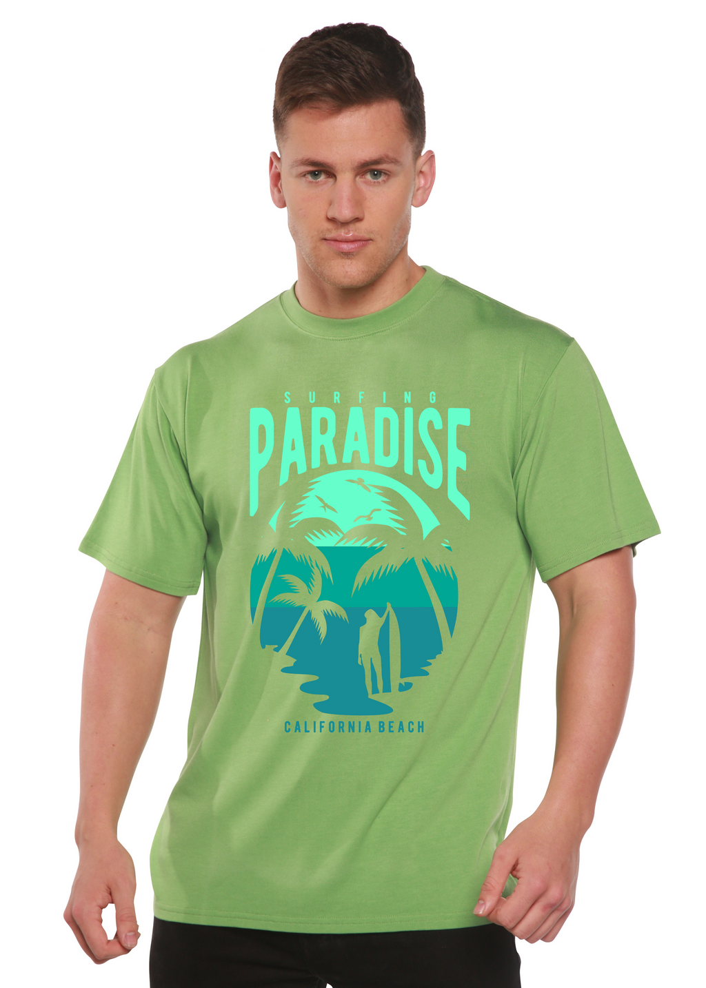 Surfing Paradise California Spun Bamboo® Men's Bamboo Viscose/Organic Cotton Short Sleeve Graphic T-Shirt - The7Letter