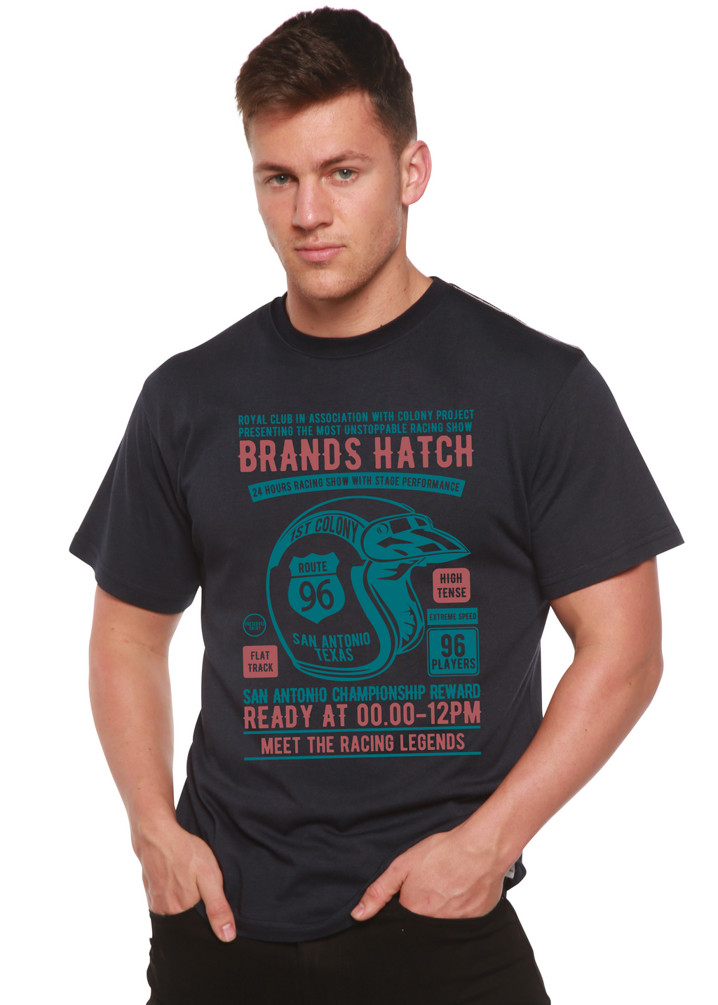 Brands Hatch Men's Bamboo Viscose/Organic Cotton Short Sleeve Graphic T-Shirt - The7Letter