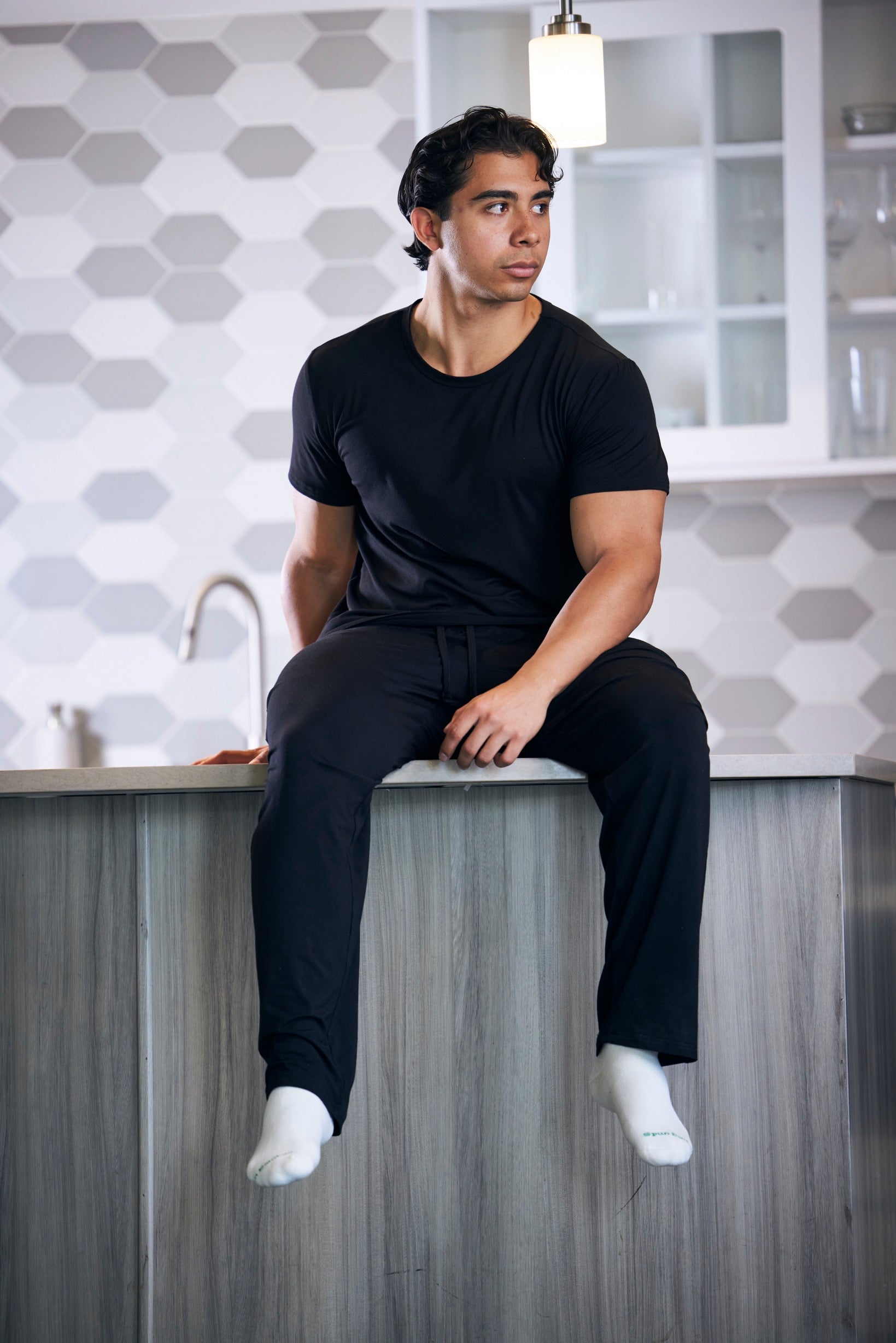 Men's Soft Bamboo Lounge Pajama Set - Short Sleeve Top & Pants - The7Letter