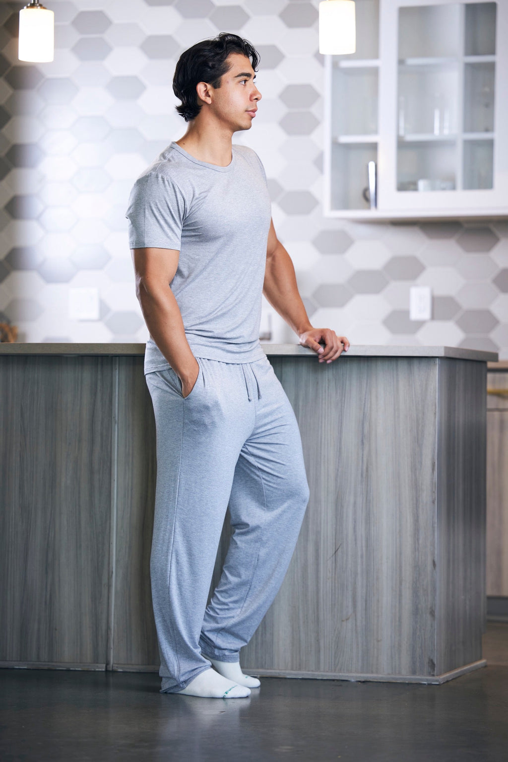 Men's Soft Bamboo Lounge Pajama Set - Short Sleeve Top & Pants - The7Letter