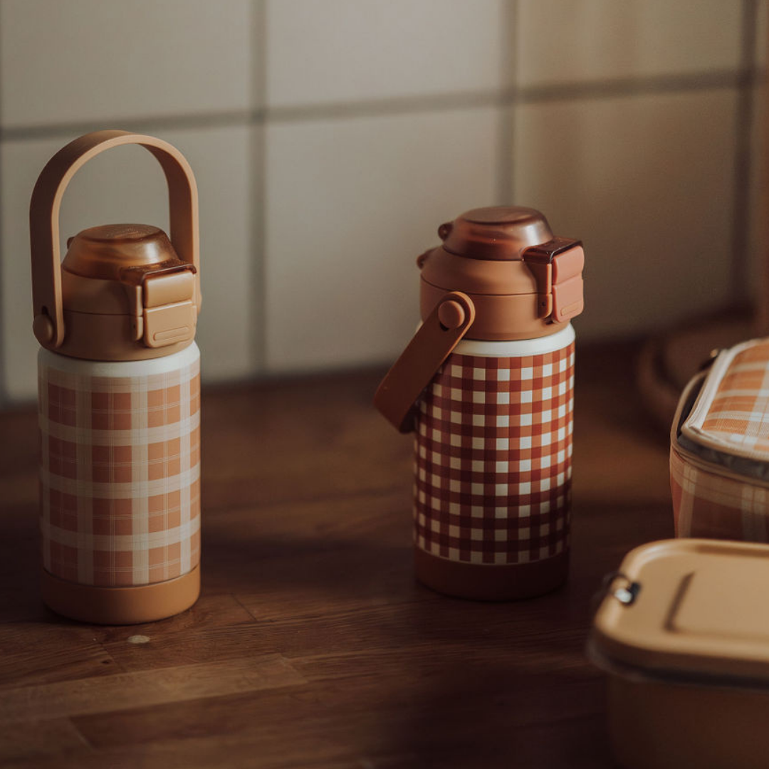 Sip + Chug 2 in 1 Thermo Water Bottle 12 oz. | Buckwheat Plaid - The7Letter