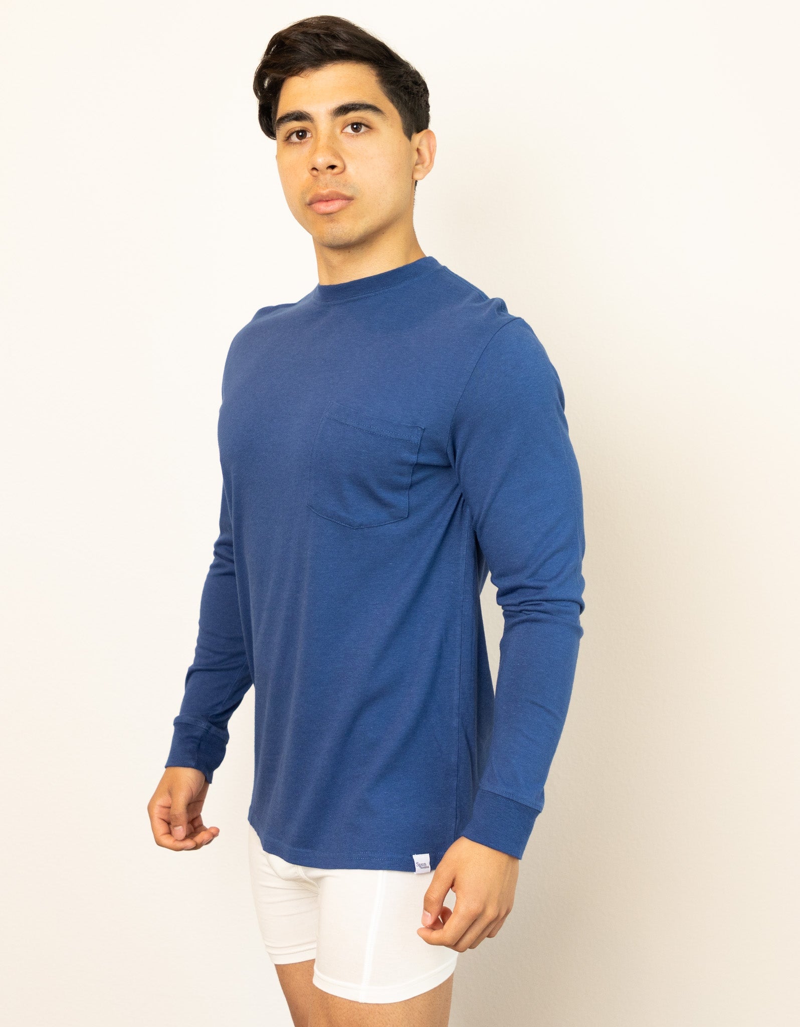 New Men's Bamboo Viscose/Organic Cotton Long Sleeve T-Shirt with Pocket - The7Letter